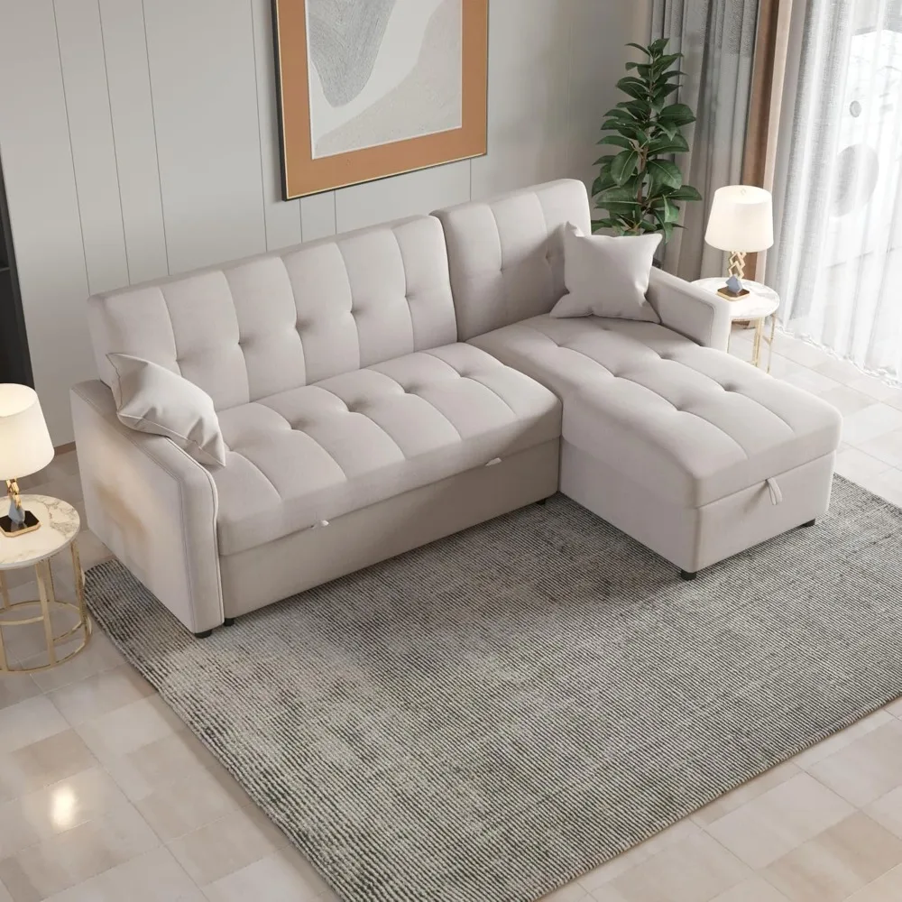 Reversible Sectional Sleeper Sofa, 82'' Wide Pull-Out Sofa Bed with Storage, L-Shape Chaise, 3 in 1 Design Convertible Loveseat
Reversible Sectional Sleeper Sofa, 82'' Wide Pull-Out Sofa Bed with Storage, L-Shape Chaise, 3 in 1 Design Convertible Loveseat