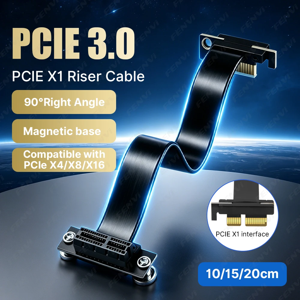 PCIE X1 Riser Cable 90° Right Angle Extension Cable 8Gbps PCIe 3.0 X1 to X1 Extender Extension Cable PCI Express 1x Riser Card