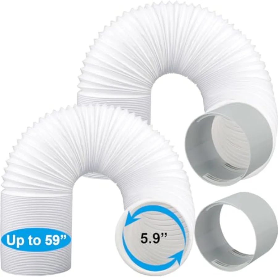 2 Pack 5.9 Inch Portable Air Conditioner Hose with Coupler Exhaust Vent AC Hose Connector with Tube Connector Total 118" Length
2 Pack 5.9 Inch Portable Air Conditioner Hose with Coupler Exhaust Vent AC Hose Connector with Tube Connector Total 118" Length