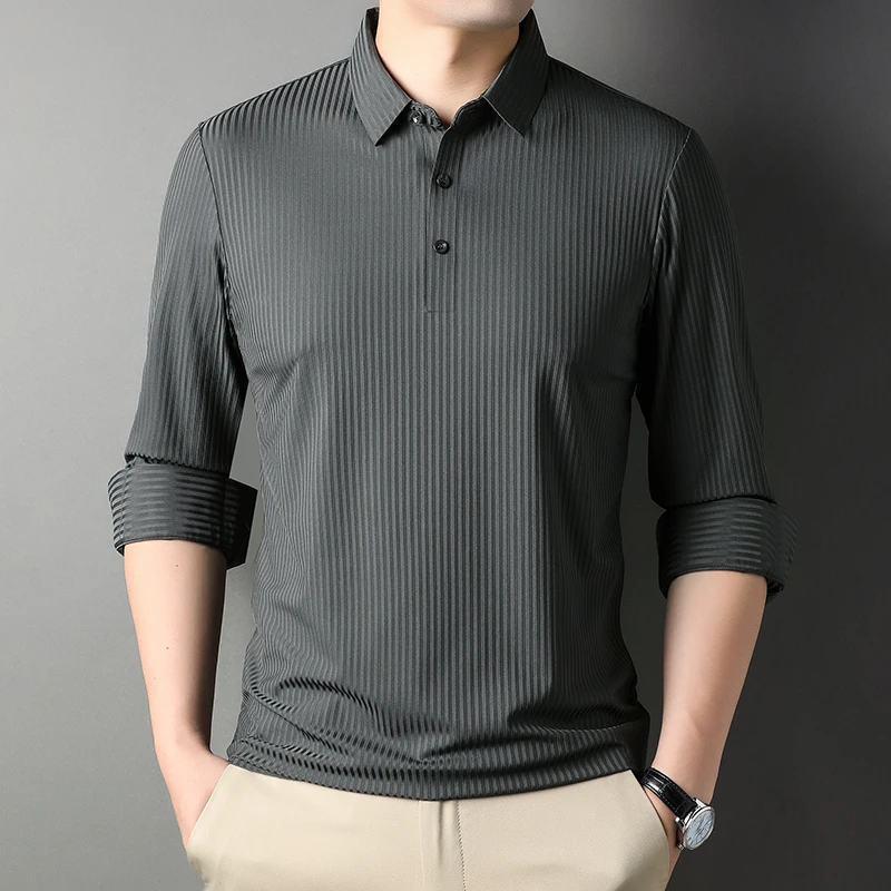 New Seamless Solid Color Men's Shirts Luxury Long Sleeve Vertical Stripe Casual Male Shirts Spring Autumn Simple Man Shirts
New Seamless Solid Color Men's Shirts Luxury Long Sleeve Vertical Stripe Casual Male Shirts Spring Autumn Simple Man Shirts
