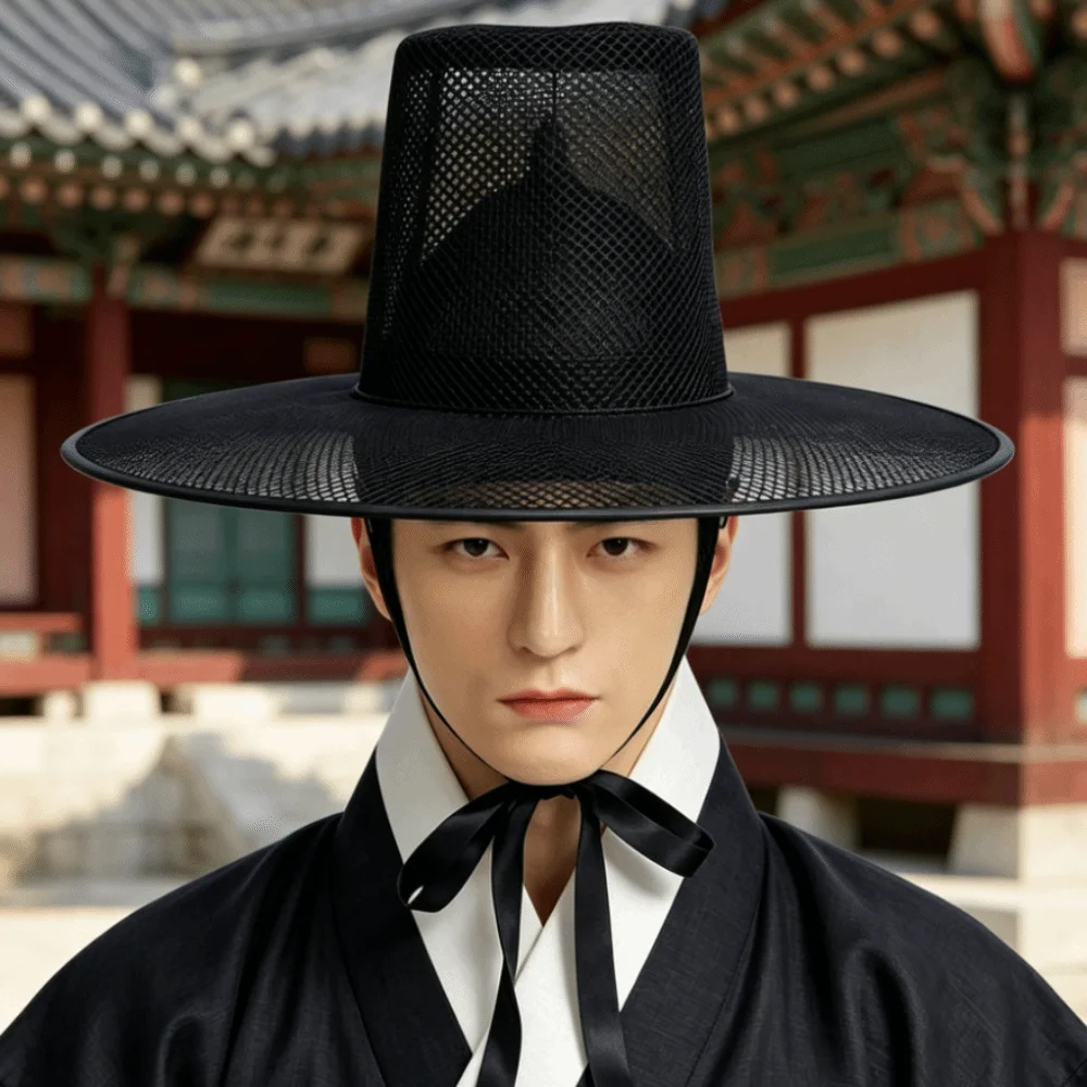 Lightweight Traditional Korean Gat Hat Adjustable Wide Brim Flat Topper Hat Square Top Black Mesh Stage Performance Hat
Lightweight Traditional Korean Gat Hat Adjustable Wide Brim Flat Topper Hat Square Top Black Mesh Stage Performance Hat