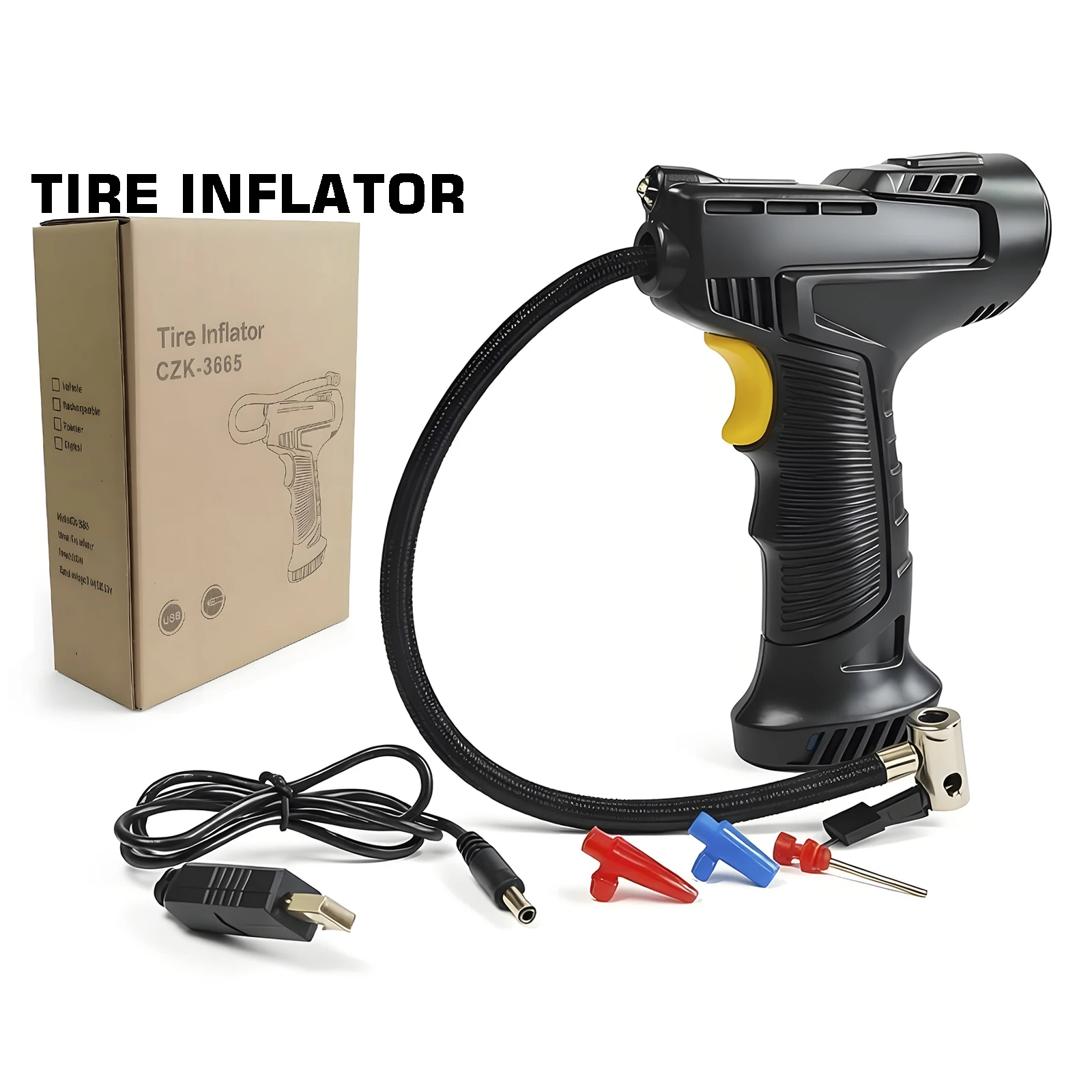 Automobile inflation pump Wireless inflation pump for car tires Car mounted inflation pump USB inflator pump
Automobile inflation pump Wireless inflation pump for car tires Car mounted inflation pump USB inflator pump