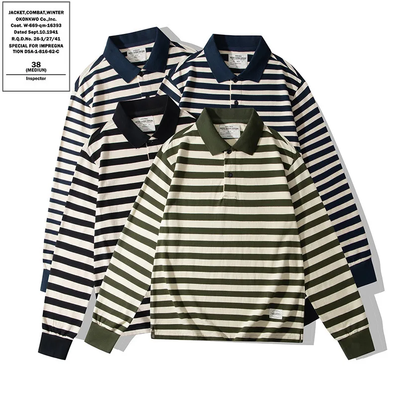 Thiened Long Sve T-irt Retro Striped irt Mariner's irt Turn-down Collar Autumn Season Japanese Sle Cotton
Thiened Long Sve T-irt Retro Striped irt Mariner's irt Turn-down Collar Autumn Season Japanese Sle Cotton