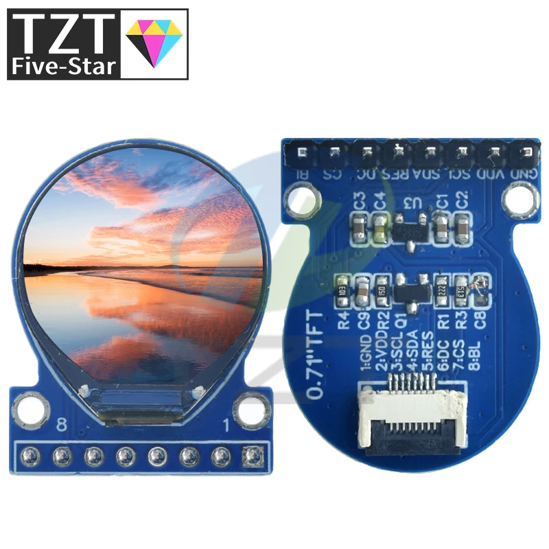 TZT TFT Display 0.71 Inch TFT LCD Display Module Round RGB 160*160 GC9A01 Driver 8PIN SPI Interface 160x160 PCB For Arduino
TZT TFT Display 0.71 Inch TFT LCD Display Module Round RGB 160*160 GC9A01 Driver 8PIN SPI Interface 160x160 PCB For Arduino