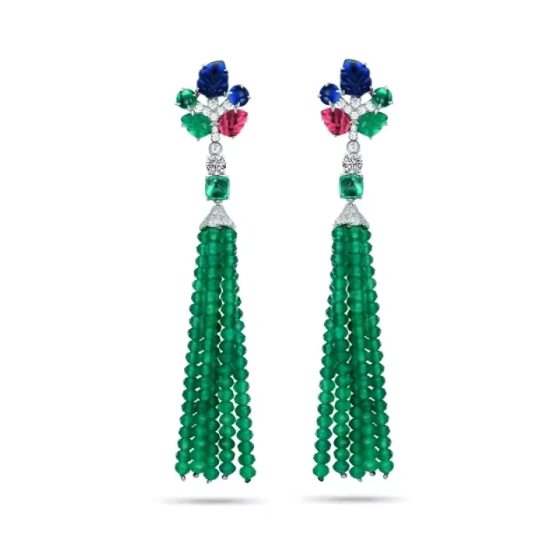 Bellux 925 Silver Gold Plated Synthetic Gem Earrings Carving Multicolored Gemstone Green Beads Tassel Long Earrings Fine Jewelry
Bellux 925 Silver Gold Plated Synthetic Gem Earrings Carving Multicolored Gemstone Green Beads Tassel Long Earrings Fine Jewelry