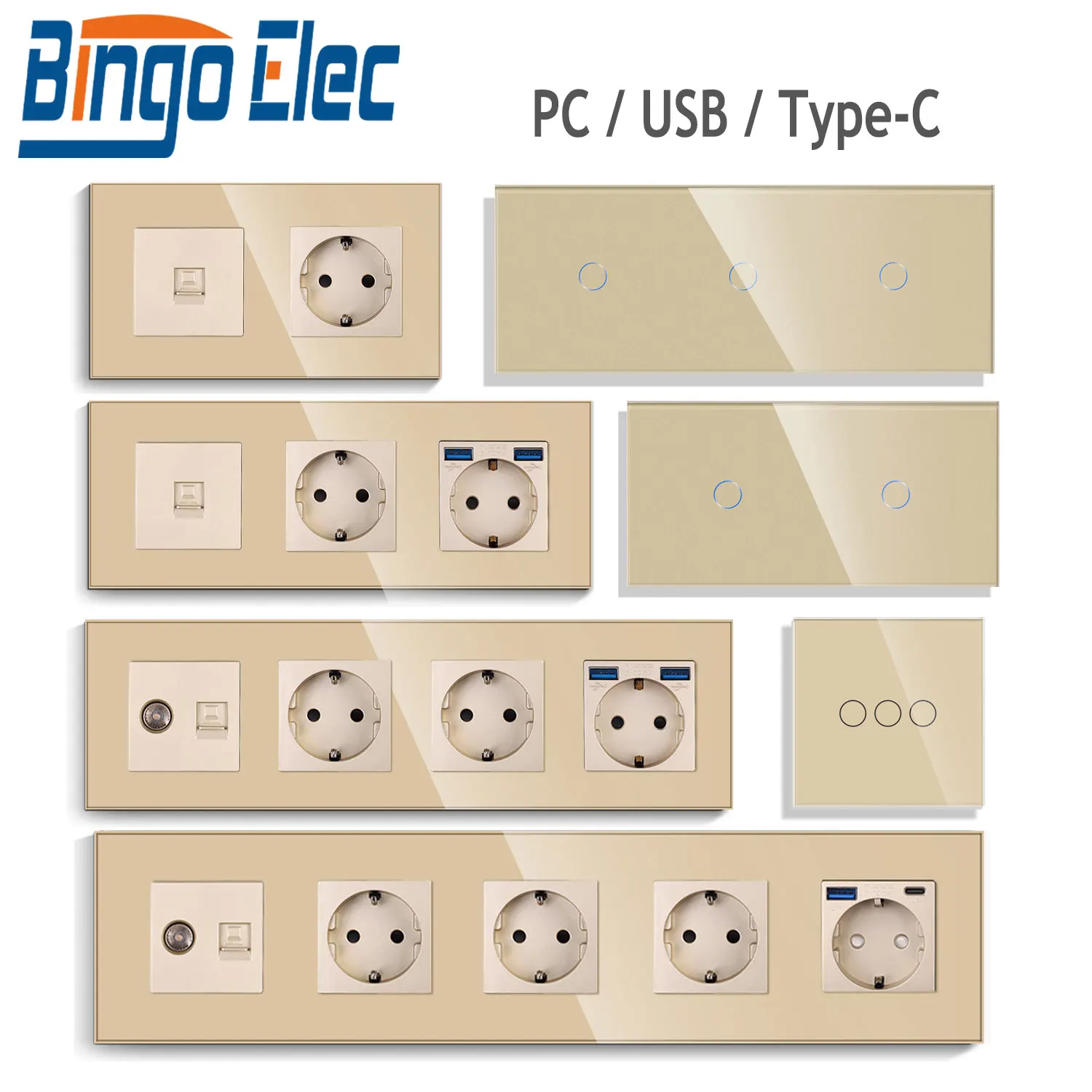 BINGOELEC PC&TV Dedicated Socket Eu Power Socket 1/2/3G Touch Switch Glass Wall Outlet Euro Home Office Plug With Type-C Port
BINGOELEC PC&TV Dedicated Socket Eu Power Socket 1/2/3G Touch Switch Glass Wall Outlet Euro Home Office Plug With Type-C Port