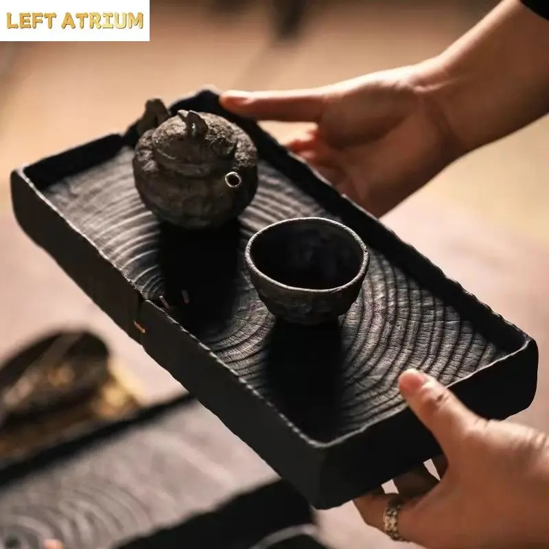 Solid Wood Carbonized Dry Foam Table Handmade Rectangular Wooden Tea Tray Wabi-Sabi Style Tea Holder Japanese Dry Foam Tray
Solid Wood Carbonized Dry Foam Table Handmade Rectangular Wooden Tea Tray Wabi-Sabi Style Tea Holder Japanese Dry Foam Tray