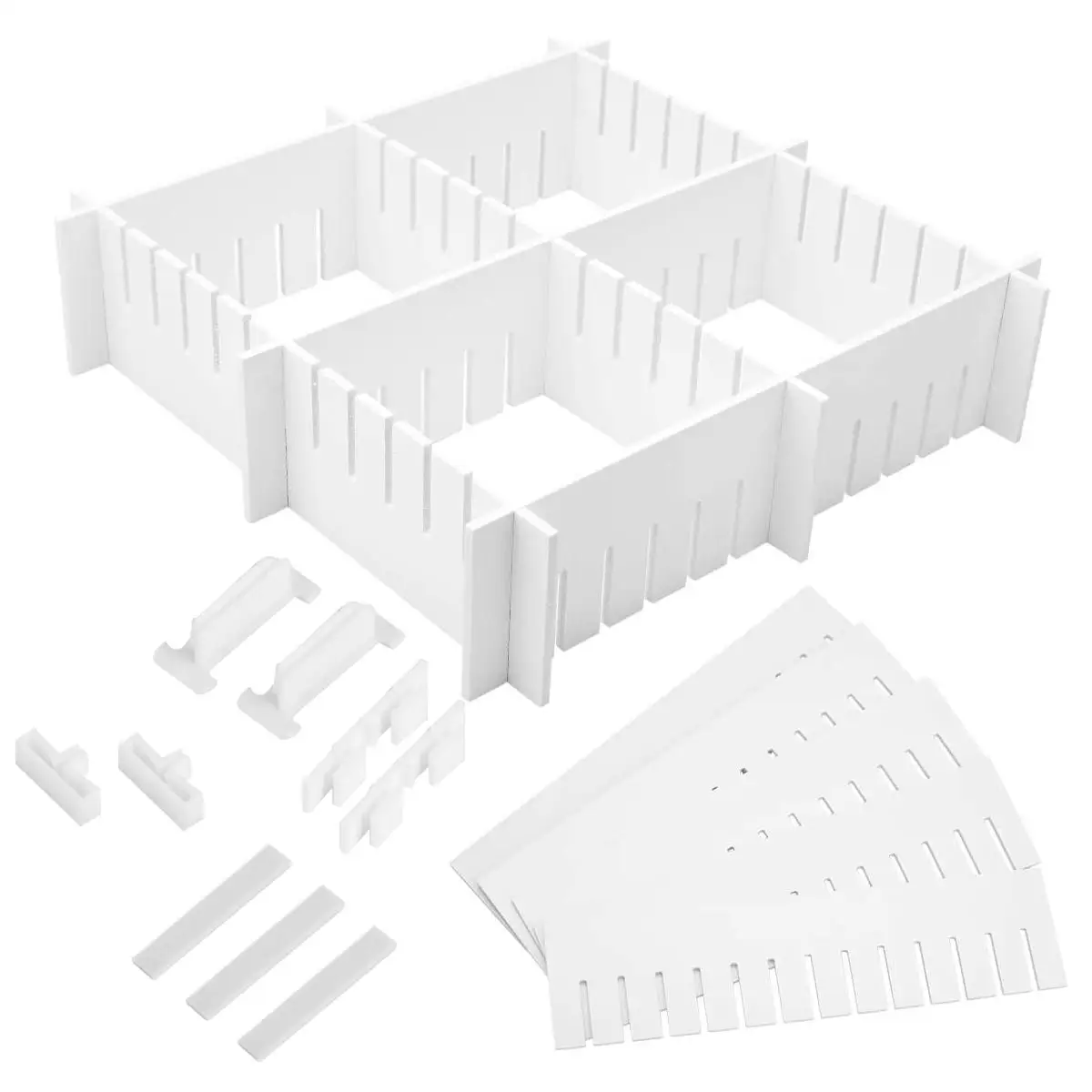 34 Pcs Plastic Partition Set Drawer Divider Organizer White Adjustable Storage Office Desk Organizer
34 Pcs Plastic Partition Set Drawer Divider Organizer White Adjustable Storage Office Desk Organizer