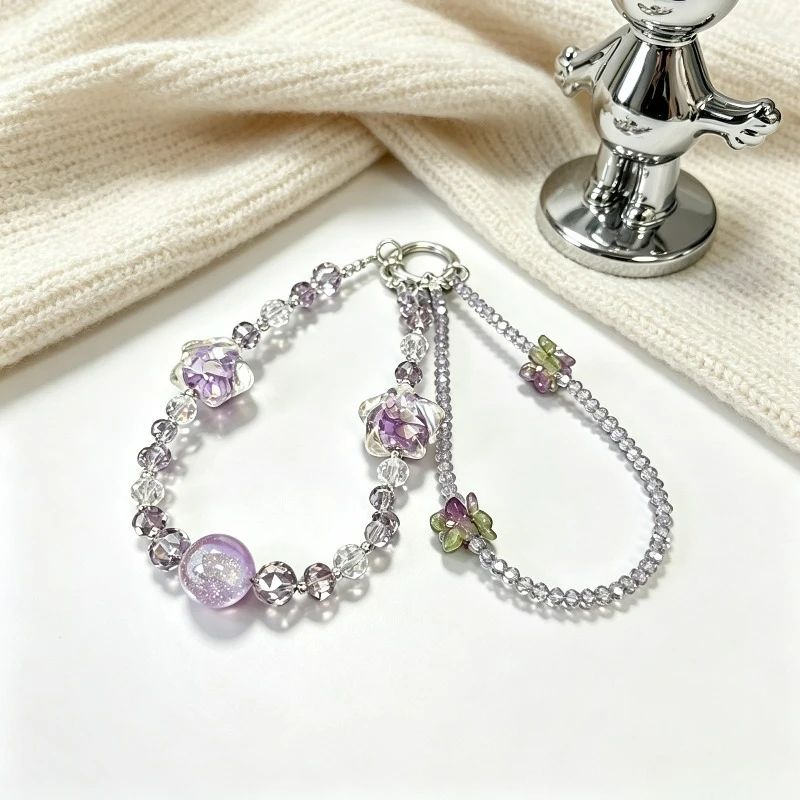 Clear Purple Rose Crystal Beaded Mobile Phone Lanyard, Niche Gentle Wind Anti-lost Bag Keychain Pendant
Clear Purple Rose Crystal Beaded Mobile Phone Lanyard, Niche Gentle Wind Anti-lost Bag Keychain Pendant