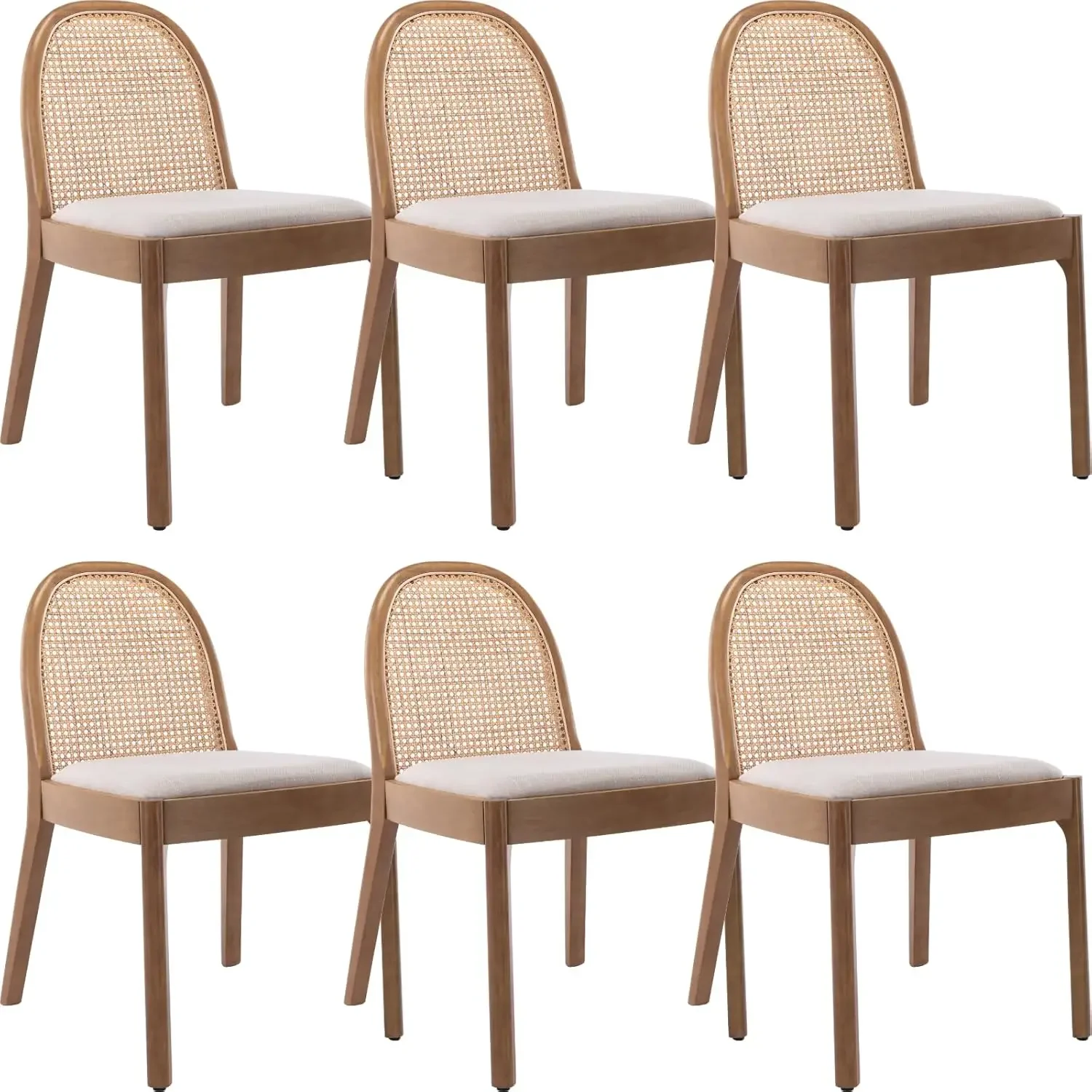 Mid Century Dining Chairs Set of 6, Accent Rattan Linen Fabric Side Chairs Kitchen Chair with Solid Wooden Legs, Beige
Mid Century Dining Chairs Set of 6, Accent Rattan Linen Fabric Side Chairs Kitchen Chair with Solid Wooden Legs, Beige