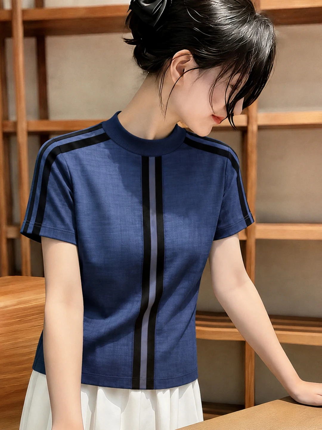 Unique Color Block Stripe Short Sleeve Women's T-Shirt Summer Design Casual Fashion Shoulder Length Appropriate Versatile Top
Unique Color Block Stripe Short Sleeve Women's T-Shirt Summer Design Casual Fashion Shoulder Length Appropriate Versatile Top