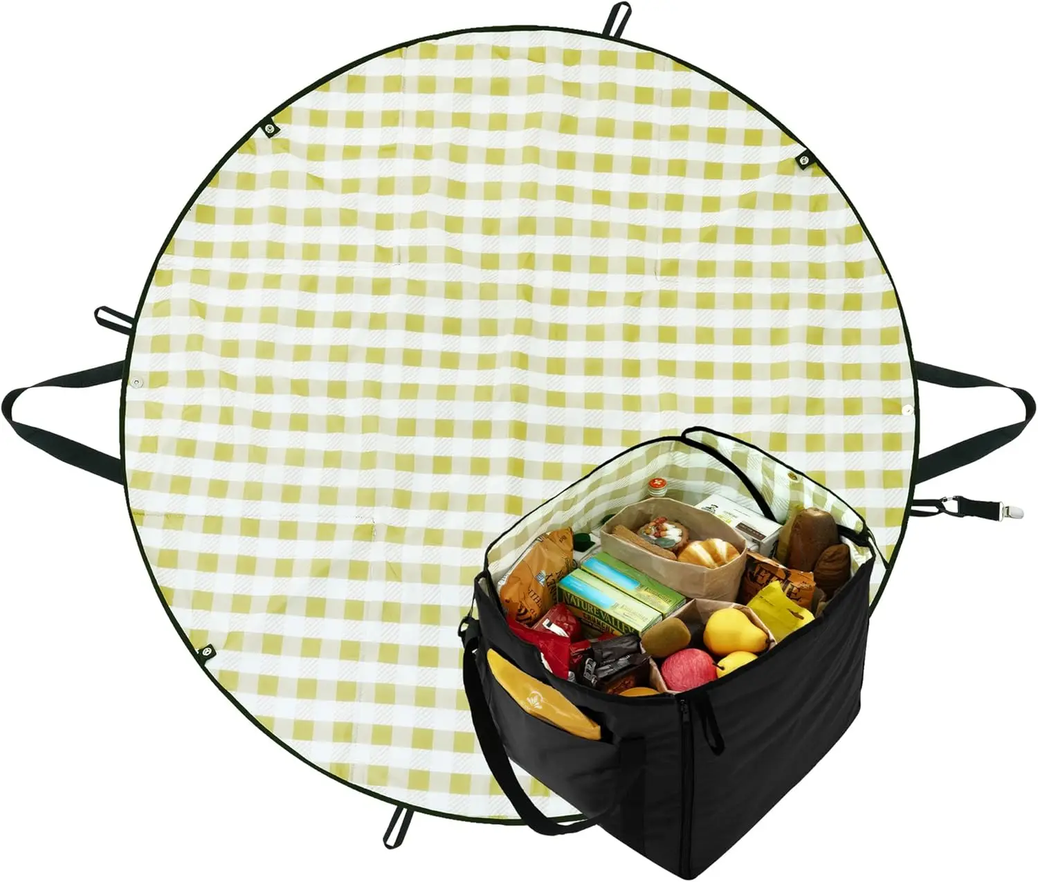 2-in-1 49¼”D Black Waterproof Picnic Blankets & Tote Bag, Large Picnic Mat for Camping, Grass, and Park, Foldable 3-Layer Ou
2-in-1 49¼”D Black Waterproof Picnic Blankets & Tote Bag, Large Picnic Mat for Camping, Grass, and Park, Foldable 3-Layer Ou