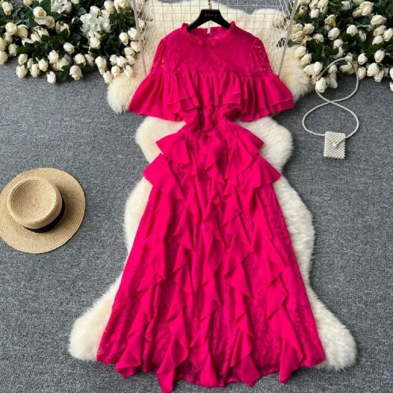 2025 Women's Summer Patchwork round Neck Bell Sleeve Waist Slimming Lace Ruffled Long Dress C001
2025 Women's Summer Patchwork round Neck Bell Sleeve Waist Slimming Lace Ruffled Long Dress C001