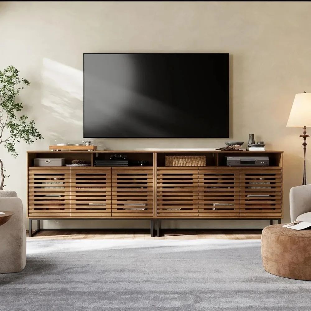 Tall TV Stand with Louvered Door and Adjustable Shelf for up to 100 inch Tvs Walnut 2 in 1 Console with Ample Storage Modern
Tall TV Stand with Louvered Door and Adjustable Shelf for up to 100 inch Tvs Walnut 2 in 1 Console with Ample Storage Modern