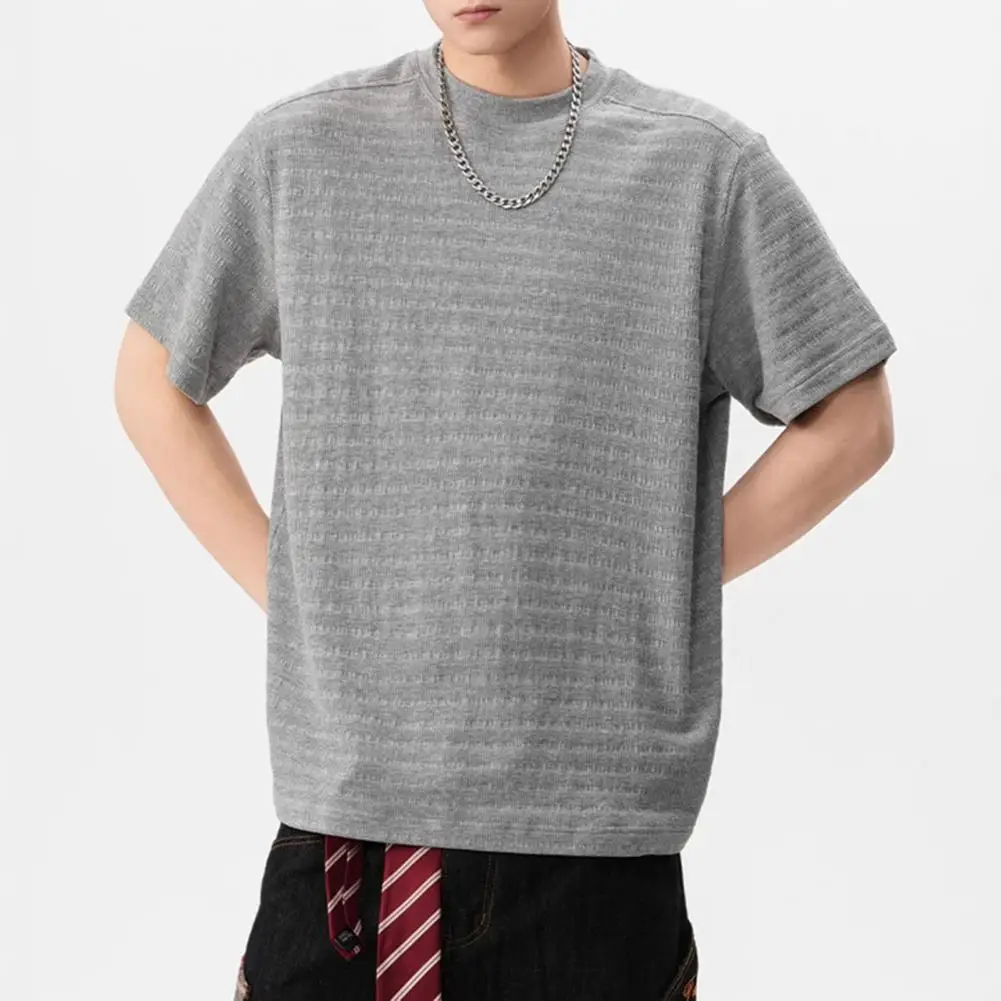 Men Top with Unique Design Men's 3d Striped Jacquard Design Tee Shirt Solid Color Loose Fit Summer Top for A Stylish Look Men
Men Top with Unique Design Men's 3d Striped Jacquard Design Tee Shirt Solid Color Loose Fit Summer Top for A Stylish Look Men