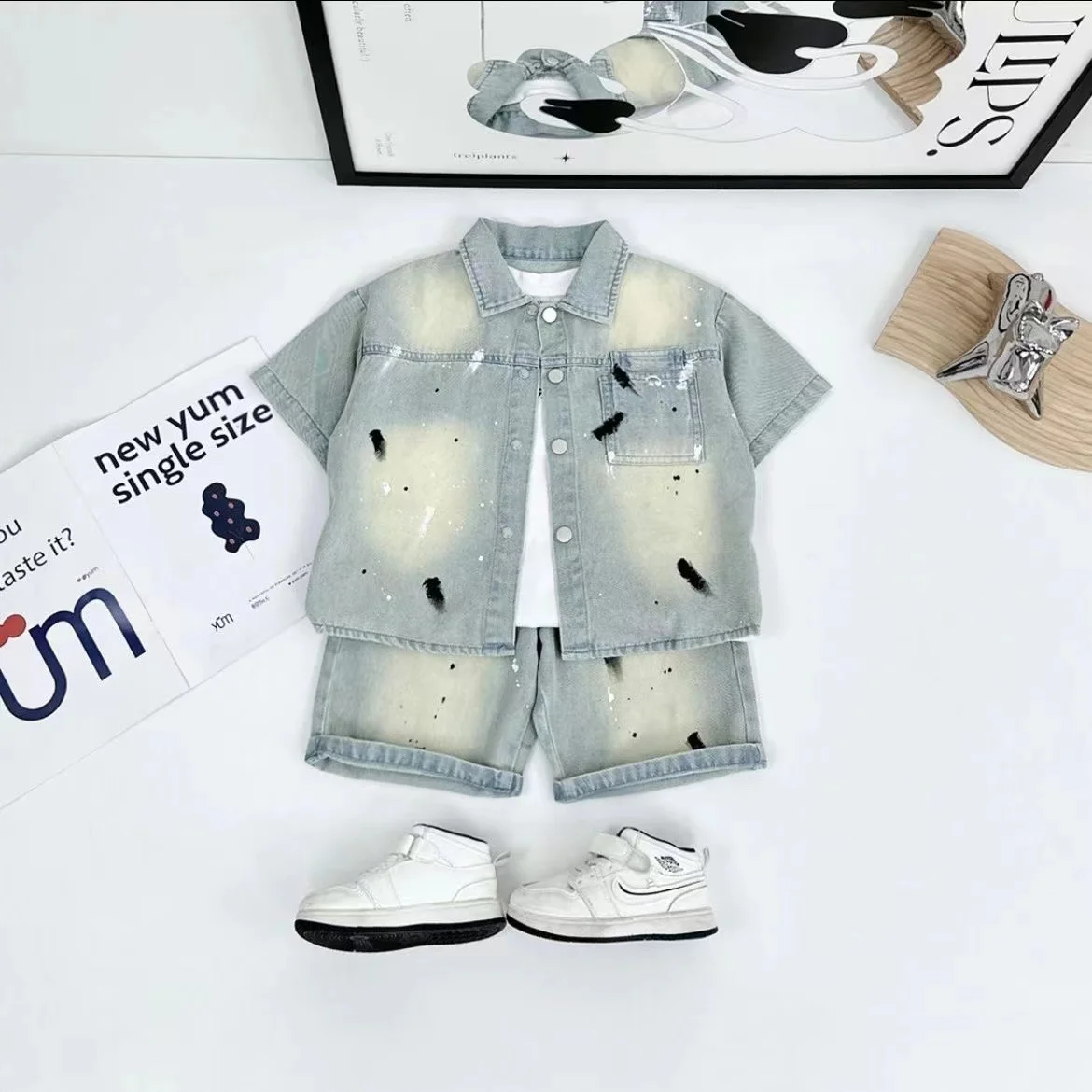 Kid Thin Clothes Boys Summer Set 2024 New Girls Splashing Ink Washing Soft Denim Short Sleeved Shirt and Shorts 2pcs 2-7Y
Kid Thin Clothes Boys Summer Set 2024 New Girls Splashing Ink Washing Soft Denim Short Sleeved Shirt and Shorts 2pcs 2-7Y