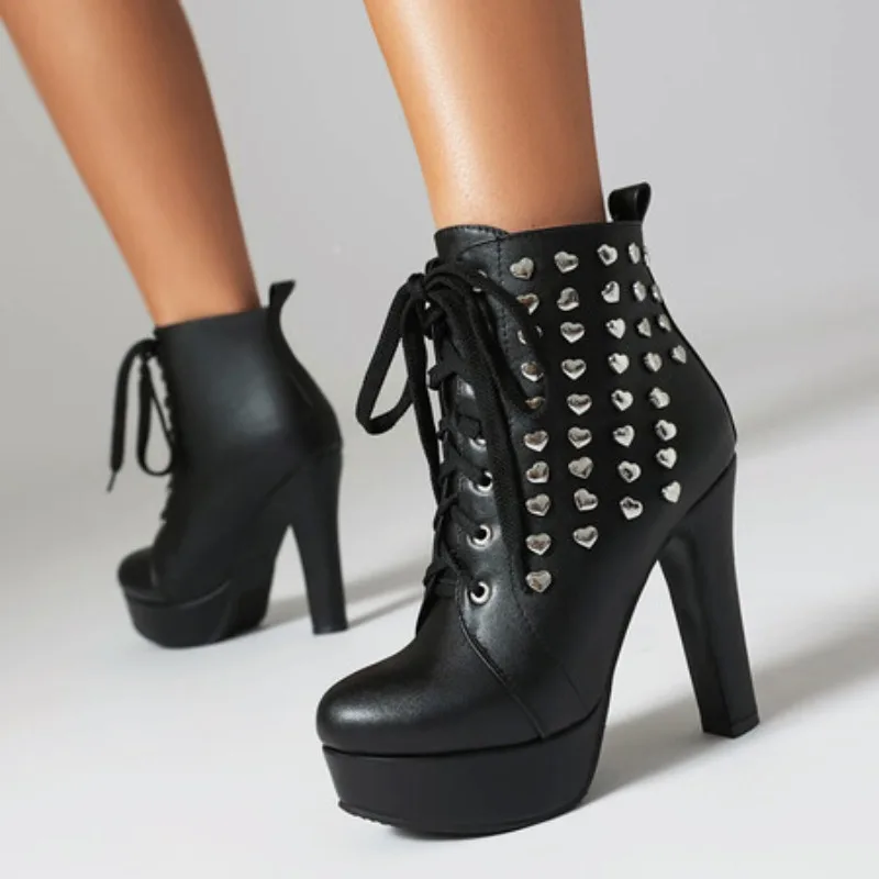 Women's Ankle Boots Autumn Winter Short Boot Shoes Platform Black White High Heels Lace-up Footwear Shoes Lady Large Size 43
Women's Ankle Boots Autumn Winter Short Boot Shoes Platform Black White High Heels Lace-up Footwear Shoes Lady Large Size 43