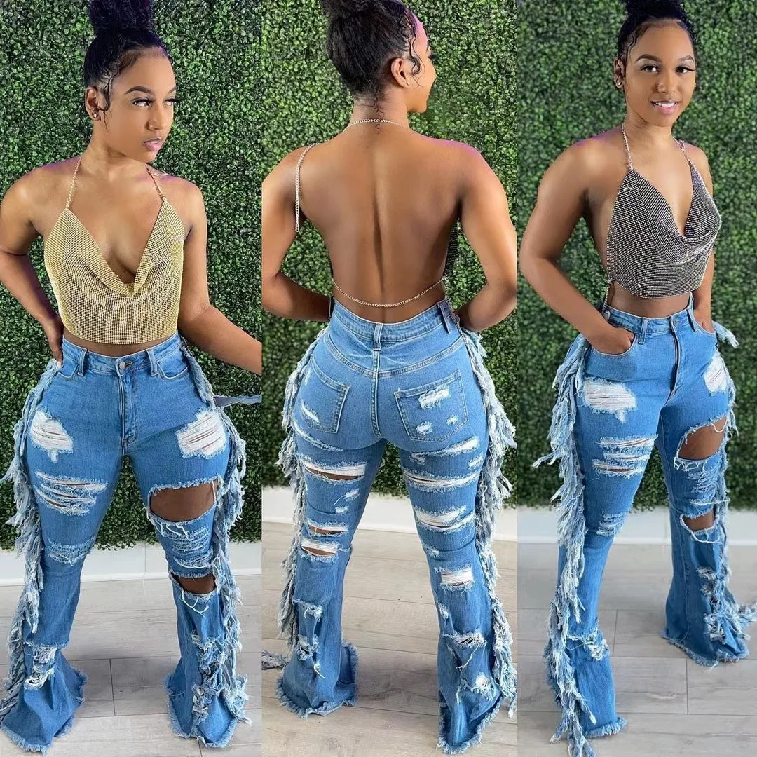 Fashionable Casual Jeans for Spring and Summer, New European and American Distressed Washed Tassel Long Jeans
Fashionable Casual Jeans for Spring and Summer, New European and American Distressed Washed Tassel Long Jeans