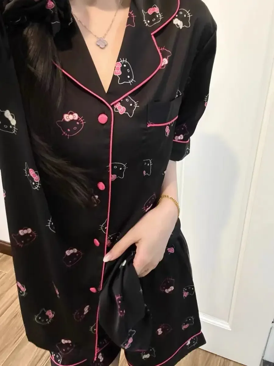 Hello Kitty Women's Black Cute Summer Pajama Set Short Sleeve Shorts Outdoor-Ready Loungewear & Sleepwear
Hello Kitty Women's Black Cute Summer Pajama Set Short Sleeve Shorts Outdoor-Ready Loungewear & Sleepwear