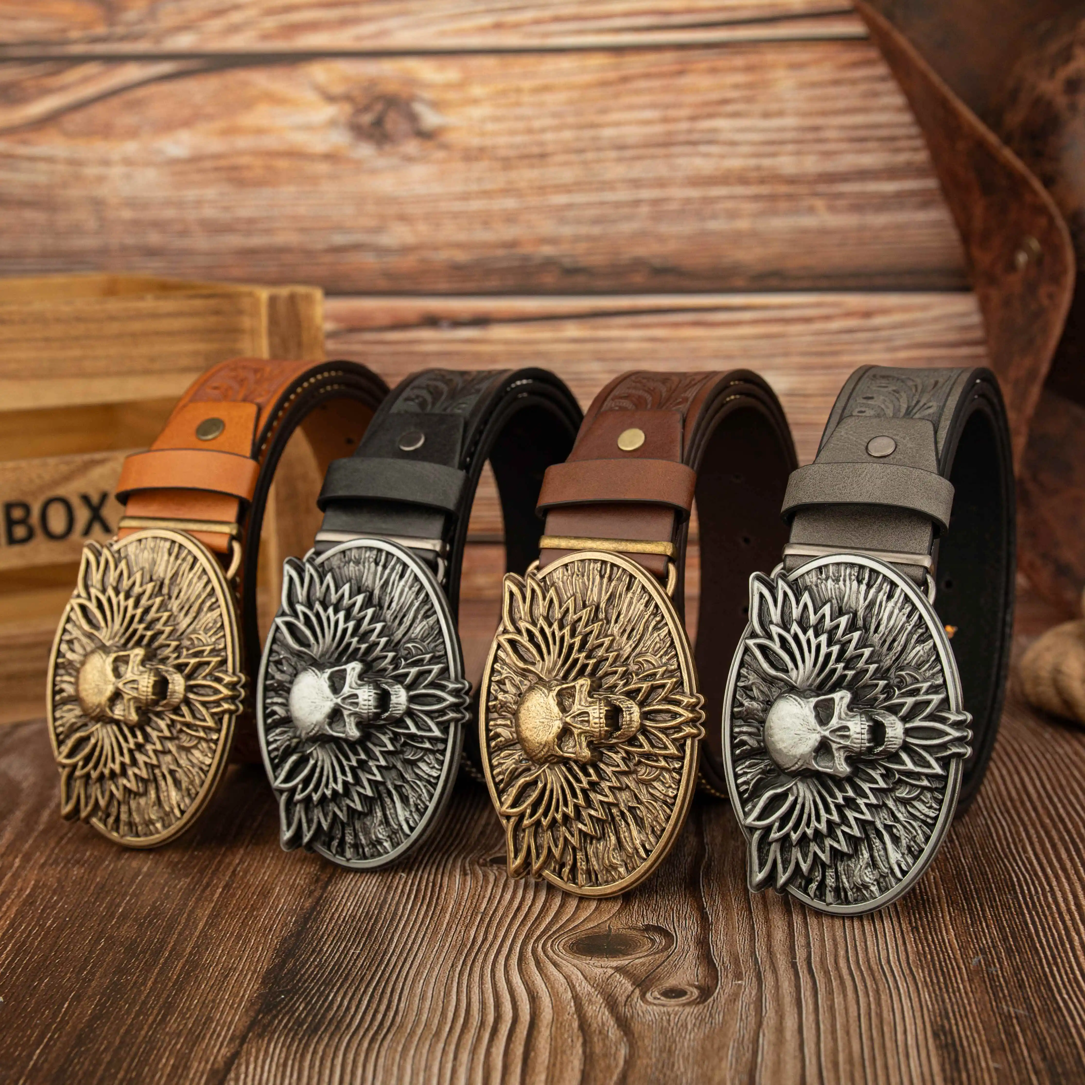 Trendy Rock Party Skull Head PU Embossed Rivet Belt Zinc Alloy Buckle Elliptical Hollow Wings Unisex Waist Belt
Trendy Rock Party Skull Head PU Embossed Rivet Belt Zinc Alloy Buckle Elliptical Hollow Wings Unisex Waist Belt