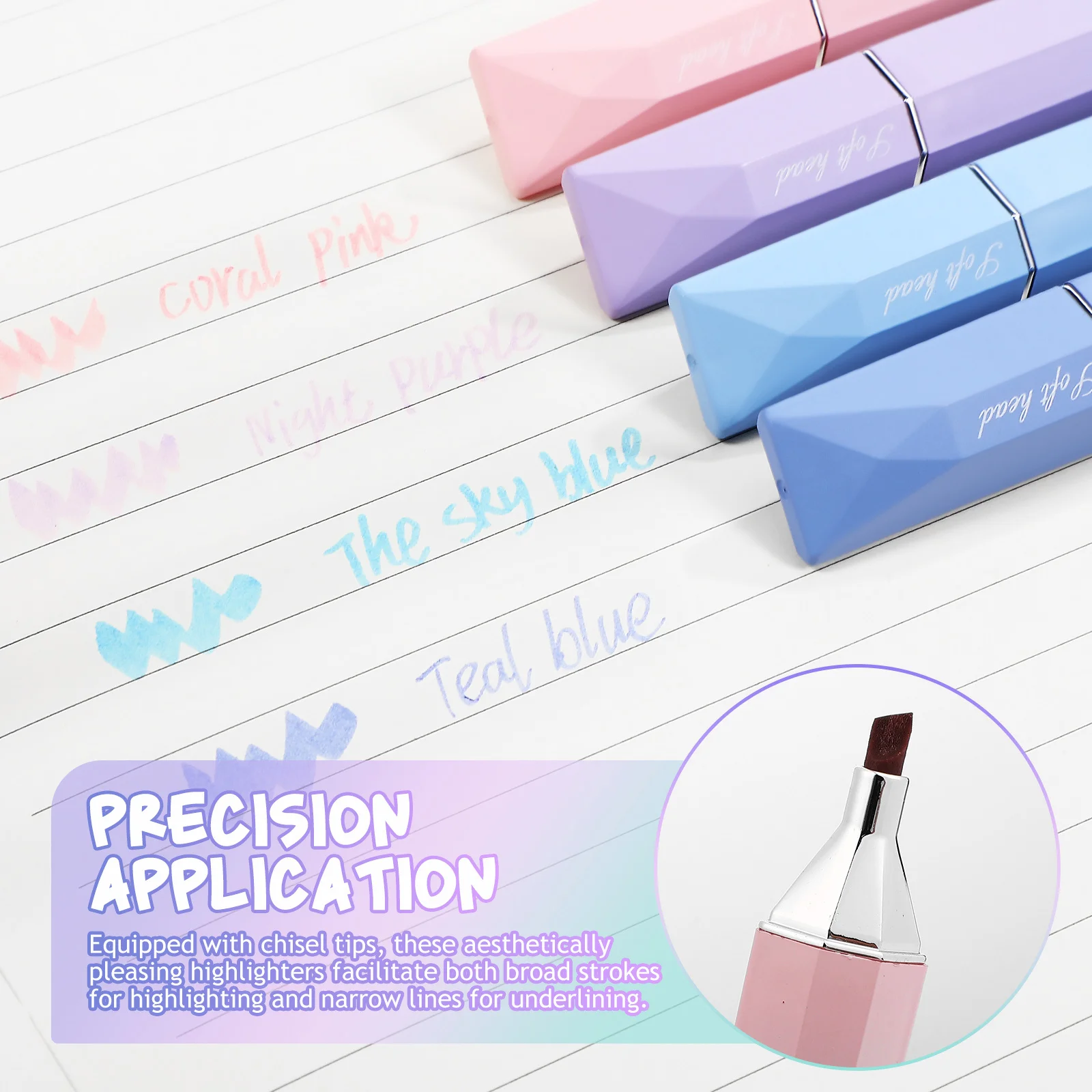 4pcs Pastel Highlighters Chisel Tip Fluorescent Pens Transparent Ink For Note Marking Study Journaling Scrapbooking Office Desk
4pcs Pastel Highlighters Chisel Tip Fluorescent Pens Transparent Ink For Note Marking Study Journaling Scrapbooking Office Desk