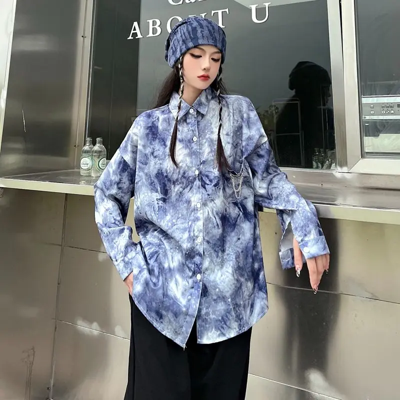 Retro Hong Kong Style Dyed Long Sleeve Women's Shirt Loose Design Unique Print Fashionable Casual Shirt for Young Girls
Retro Hong Kong Style Dyed Long Sleeve Women's Shirt Loose Design Unique Print Fashionable Casual Shirt for Young Girls