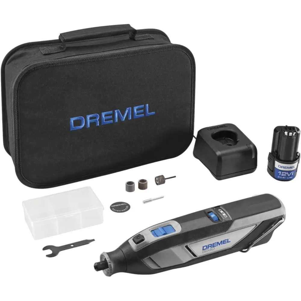 12V Variable Speed Rotary Tool Kit with 2AH Battery, 5 Accessories, Wrench, and Carry Bag
12V Variable Speed Rotary Tool Kit with 2AH Battery, 5 Accessories, Wrench, and Carry Bag