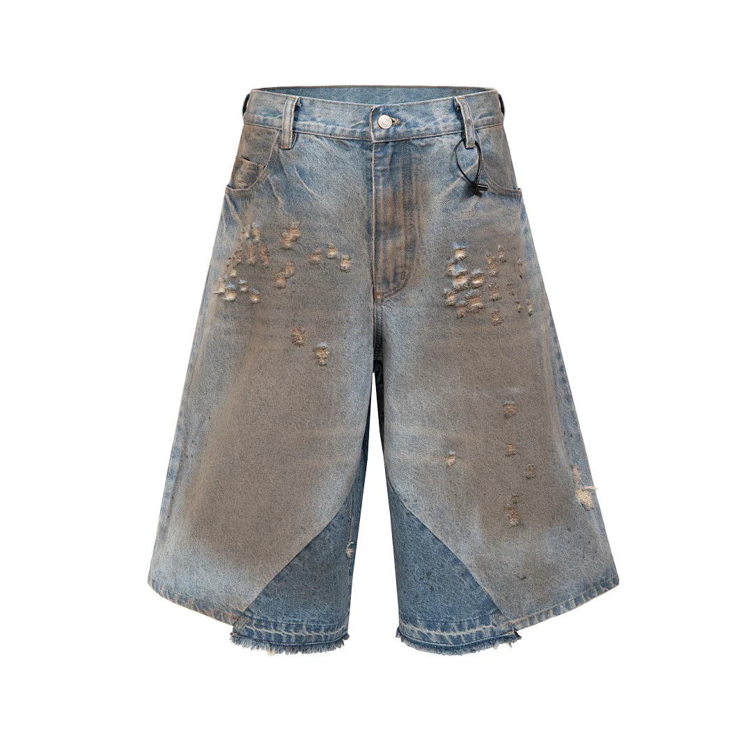 High Street Western Ins Hip-hop Heavy Destroy Whisker Distressed Patchwork Denim Shorts Streetwear Capri Jeans for Men and Women
High Street Western Ins Hip-hop Heavy Destroy Whisker Distressed Patchwork Denim Shorts Streetwear Capri Jeans for Men and Women