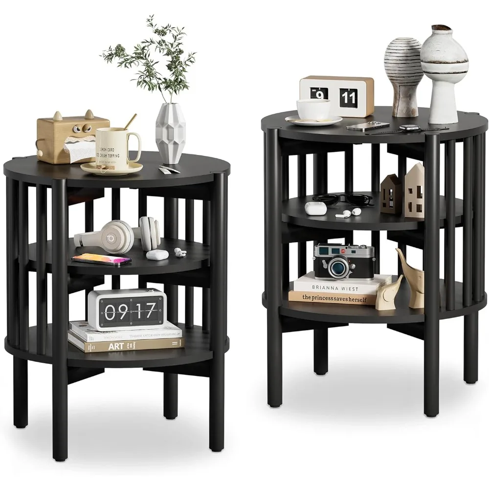 Nightstands Set of 2, Modern Nightstand with Open Storage, Round End Table for Bedroom, Living Room, Black
Nightstands Set of 2, Modern Nightstand with Open Storage, Round End Table for Bedroom, Living Room, Black