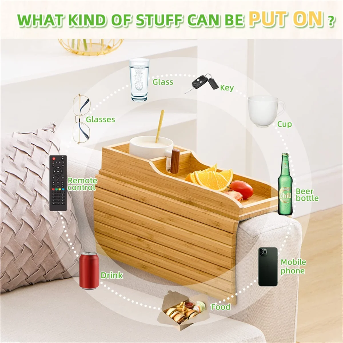 3 in 1 Couch Cup Holder Natural Bamboo Sofa Armrest Tray Foldable Beverage Cups Remote Control Phone Holder Multifunctional
3 in 1 Couch Cup Holder Natural Bamboo Sofa Armrest Tray Foldable Beverage Cups Remote Control Phone Holder Multifunctional