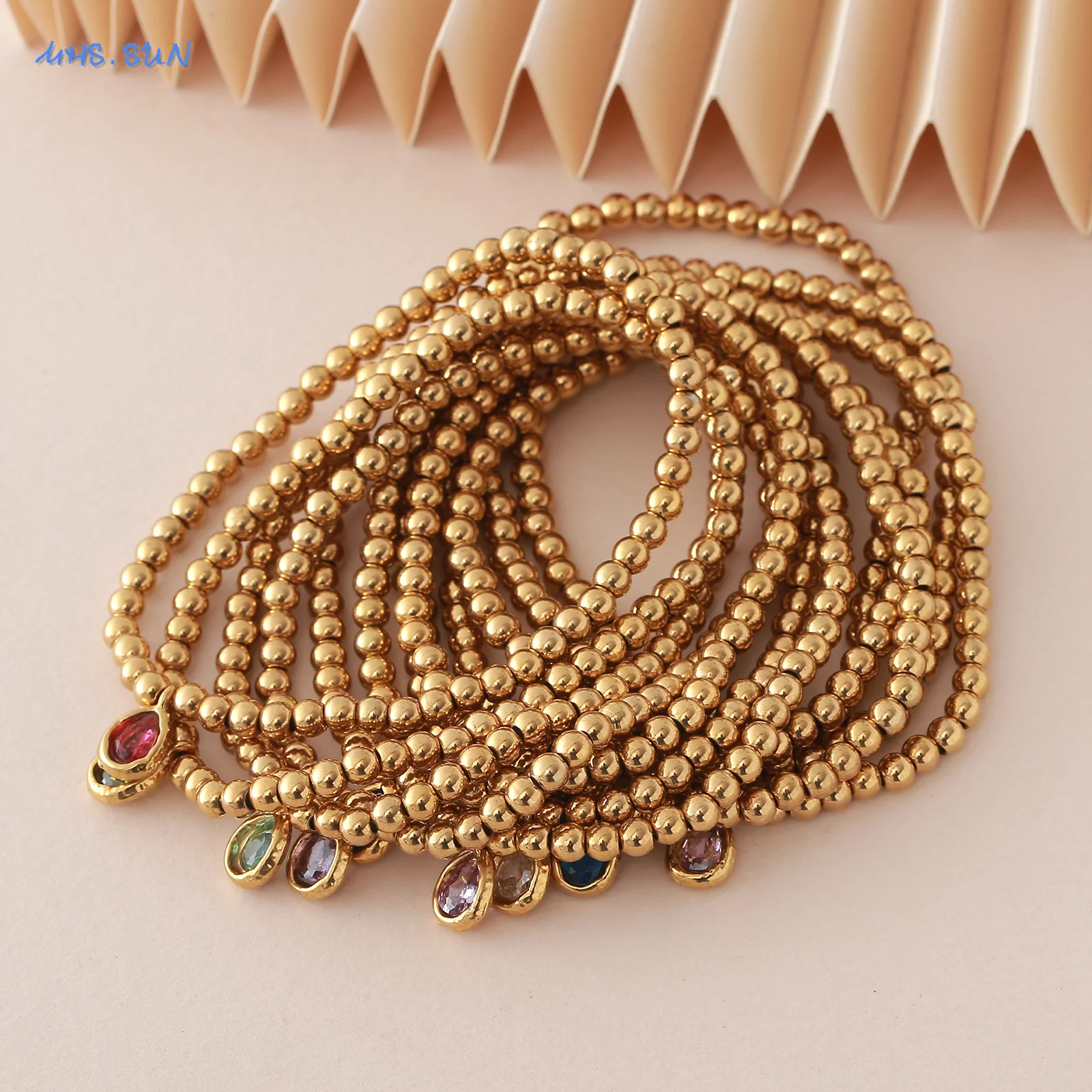 MHS.SUN Stainless Steel Gold Plated 12 Months Birthstone Beaded Bracelets For Women Men Zircon Water Droplet Charm Trend Jewelry
MHS.SUN Stainless Steel Gold Plated 12 Months Birthstone Beaded Bracelets For Women Men Zircon Water Droplet Charm Trend Jewelry