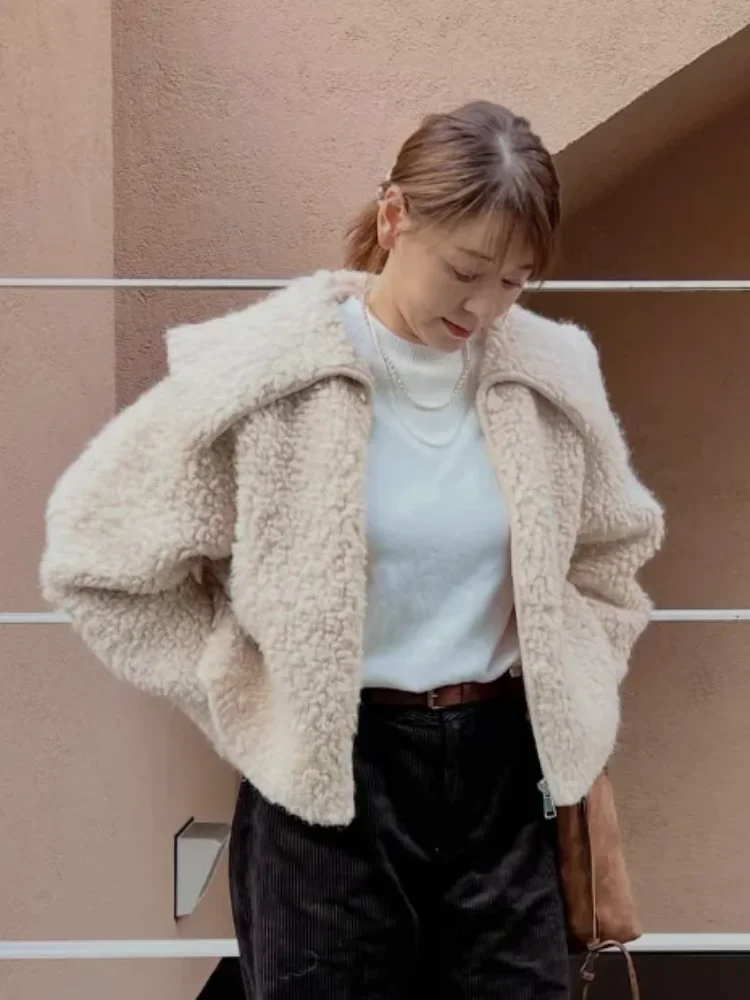 Women's Solid-color Lambswool Coat Elegant Long Sleeve Raw-edged Lapel Zip Jacket Slim Fit 2026 Lady Office Smart-casual Wears
Women's Solid-color Lambswool Coat Elegant Long Sleeve Raw-edged Lapel Zip Jacket Slim Fit 2026 Lady Office Smart-casual Wears