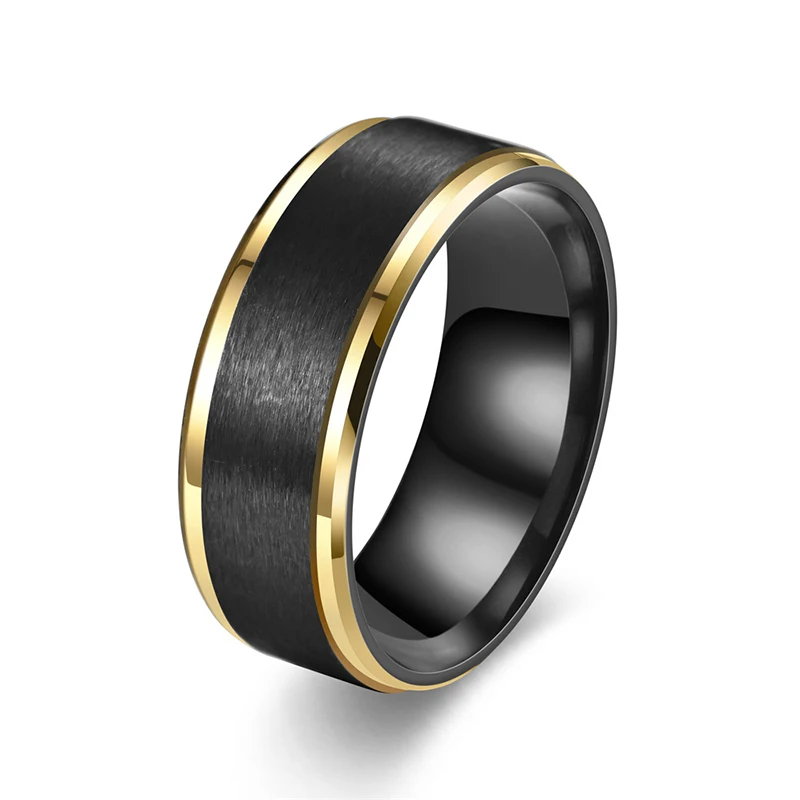 Black stainless steel wedding ring, gold stainless steel ring, men's and women's ring, brushed surface, comfortable and snug fit
Black stainless steel wedding ring, gold stainless steel ring, men's and women's ring, brushed surface, comfortable and snug fit