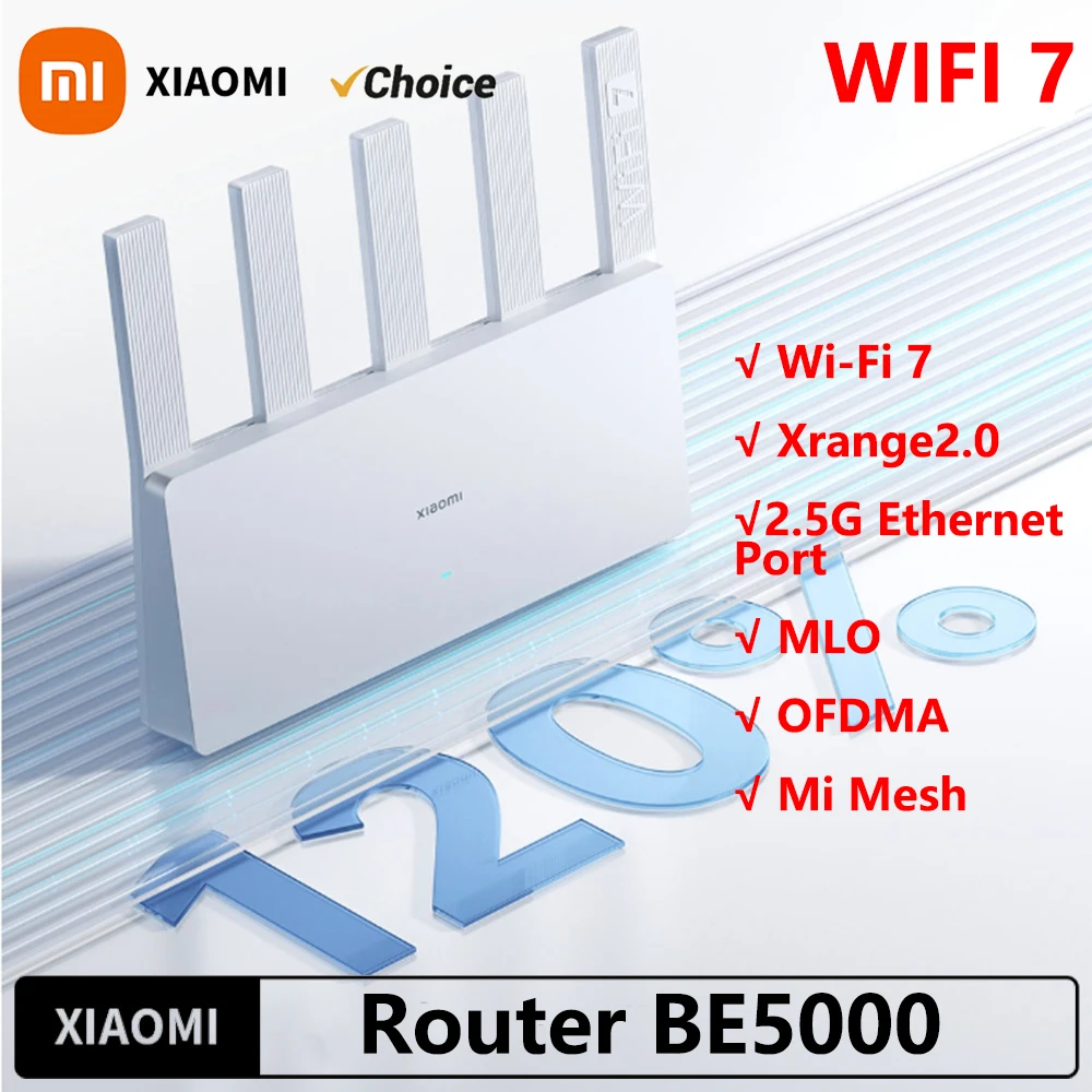 Xiaomi BE5000 Router Wi-Fi 7 Dual-Frequency Mesh Network 2.4/5GHz with 2.5G High-Speed Port IPTV OFDMA Signal Amplifier for Home
Xiaomi BE5000 Router Wi-Fi 7 Dual-Frequency Mesh Network 2.4/5GHz with 2.5G High-Speed Port IPTV OFDMA Signal Amplifier for Home