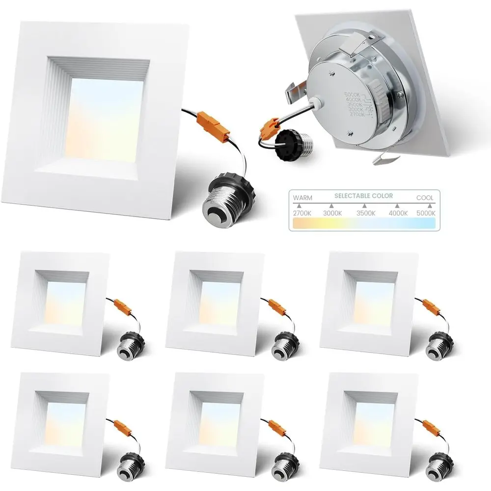 4 Inch Led Reced Lights Square,Led Downlight Square White,with Anti-Glare,5CCT 2700K-5000K Dimmable,9W 800LM,ETL & ES(6 Pack)
4 Inch Led Reced Lights Square,Led Downlight Square White,with Anti-Glare,5CCT 2700K-5000K Dimmable,9W 800LM,ETL & ES(6 Pack)
