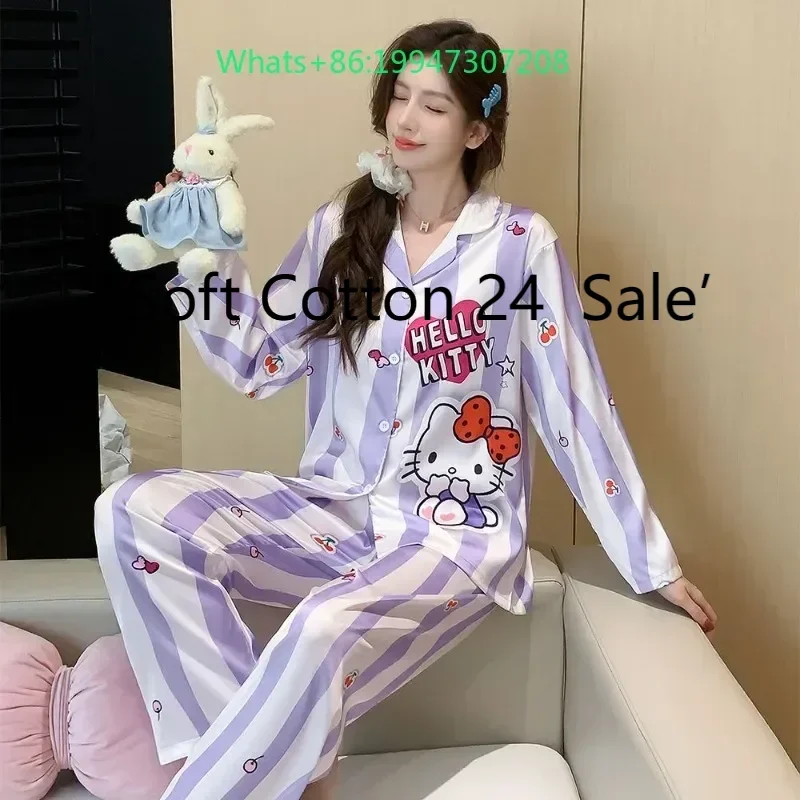 2025 new sweet Hello Kitty women's pajamas purple two-piece set long-sleeved trousers cartoon Hello Kitty casual loungewear
2025 new sweet Hello Kitty women's pajamas purple two-piece set long-sleeved trousers cartoon Hello Kitty casual loungewear