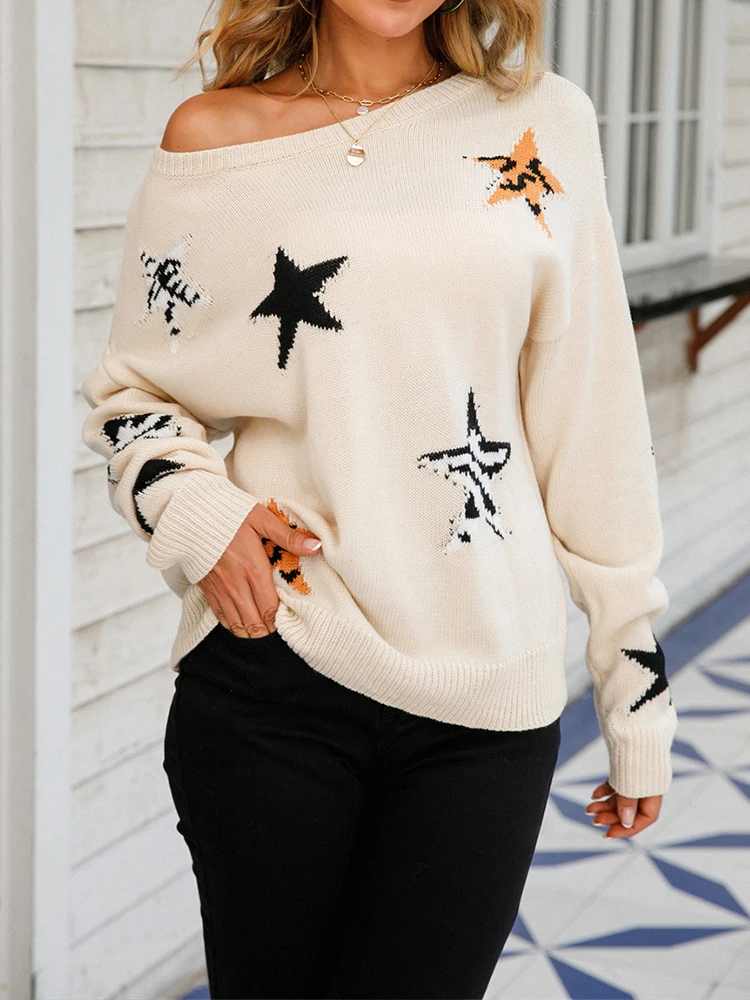 2024 New Arrival Women's Casual Sweater Autumn Winter Pullovers Round Neck Long Sleeves Knit Star Print Trendy Daily Jumper Tops
2024 New Arrival Women's Casual Sweater Autumn Winter Pullovers Round Neck Long Sleeves Knit Star Print Trendy Daily Jumper Tops
