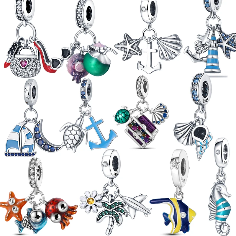 New Sea Original Three Dangle Charm 925 Silver Seahorse Octopus Starfish Turtle Bracelets Gifts Fashion DIY Jewelry Pendant
New Sea Original Three Dangle Charm 925 Silver Seahorse Octopus Starfish Turtle Bracelets Gifts Fashion DIY Jewelry Pendant