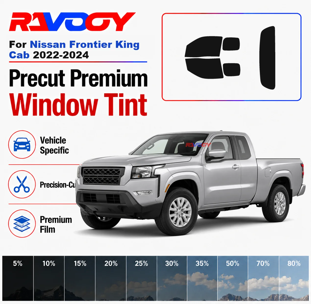 Premium Precut Window Tint Kit Front Rear Windows Rear Windshield For Nissan Frontier King Cab 2022-2024 Nano Ceramic Film
Premium Precut Window Tint Kit Front Rear Windows Rear Windshield For Nissan Frontier King Cab 2022-2024 Nano Ceramic Film