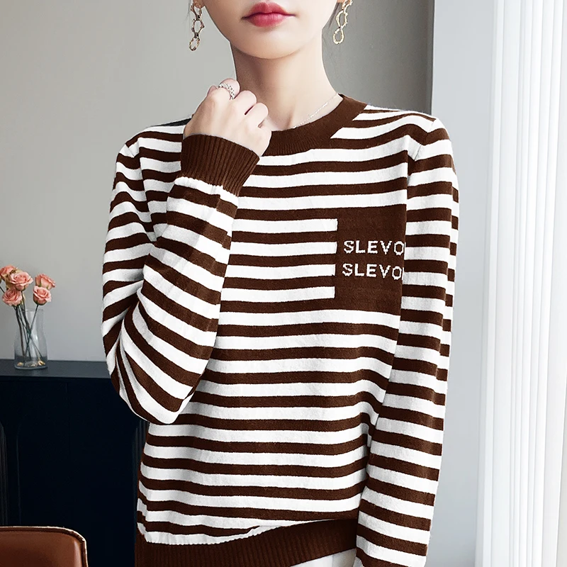 New Autumn And Winter Fashion Knitted Sweater - Long-Sleeved Women's Sweater With Round Neck And Striped Pattern - SMY227
New Autumn And Winter Fashion Knitted Sweater - Long-Sleeved Women's Sweater With Round Neck And Striped Pattern - SMY227