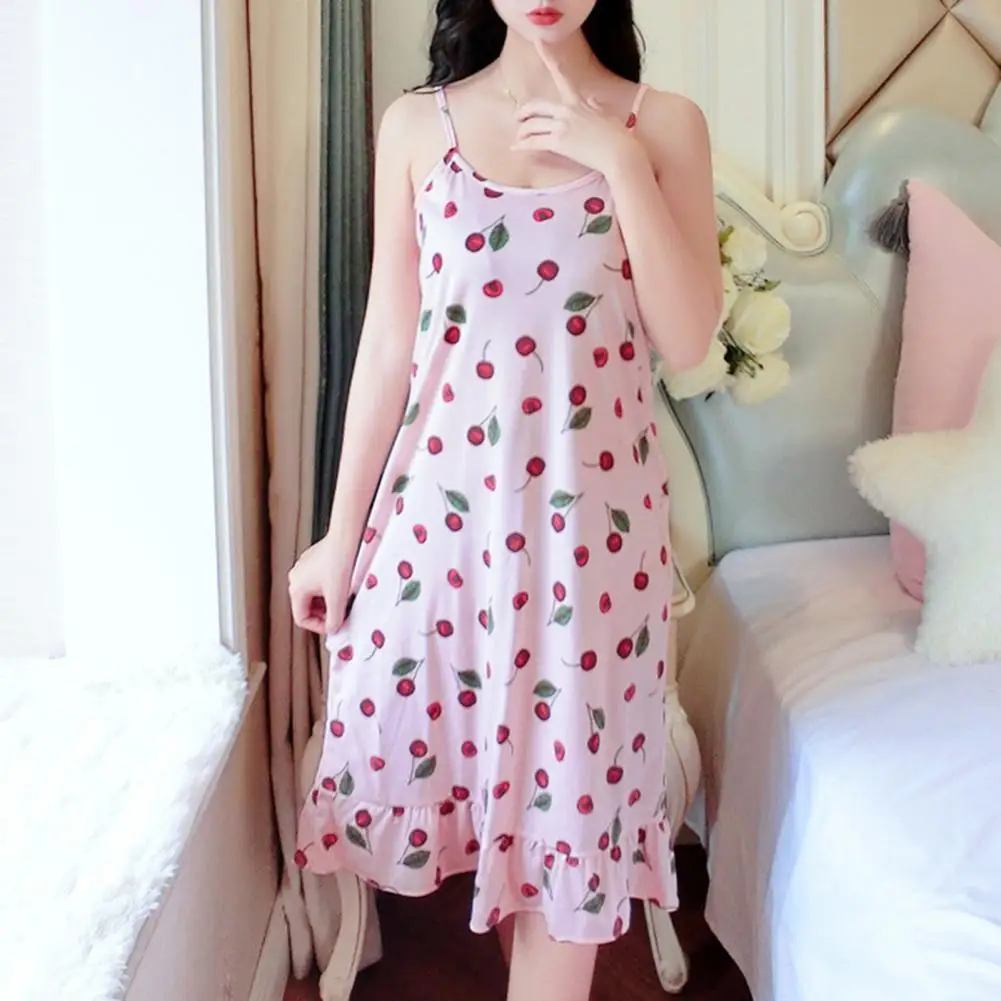 Pajama Dress Korean Style Sleeveless Ruffle Hem Backless Loose Fit Girl Nightdress Sweet Print Striped Sling Sleepwear Home Wear
Pajama Dress Korean Style Sleeveless Ruffle Hem Backless Loose Fit Girl Nightdress Sweet Print Striped Sling Sleepwear Home Wear