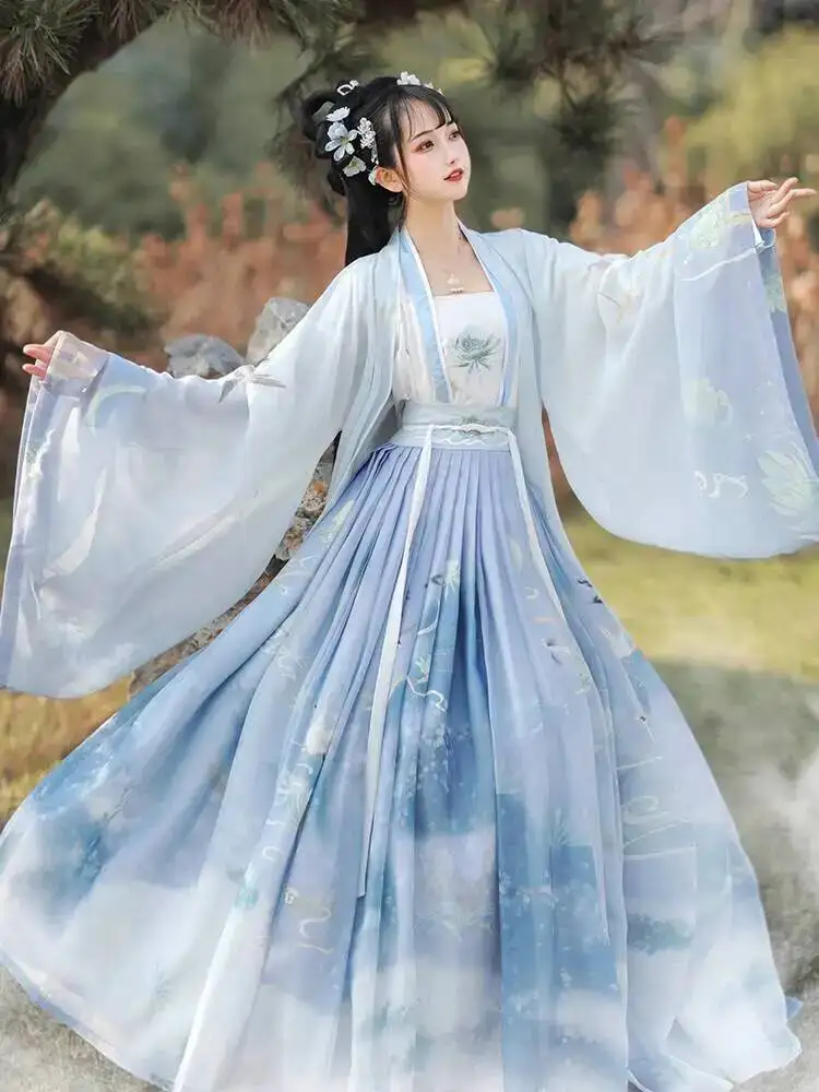 Hanfu {Cold River Snow} New Chinese-style Clothing, Daily Wear, Double-color Large Skirt, Summer And Autumn Clothing
Hanfu {Cold River Snow} New Chinese-style Clothing, Daily Wear, Double-color Large Skirt, Summer And Autumn Clothing
