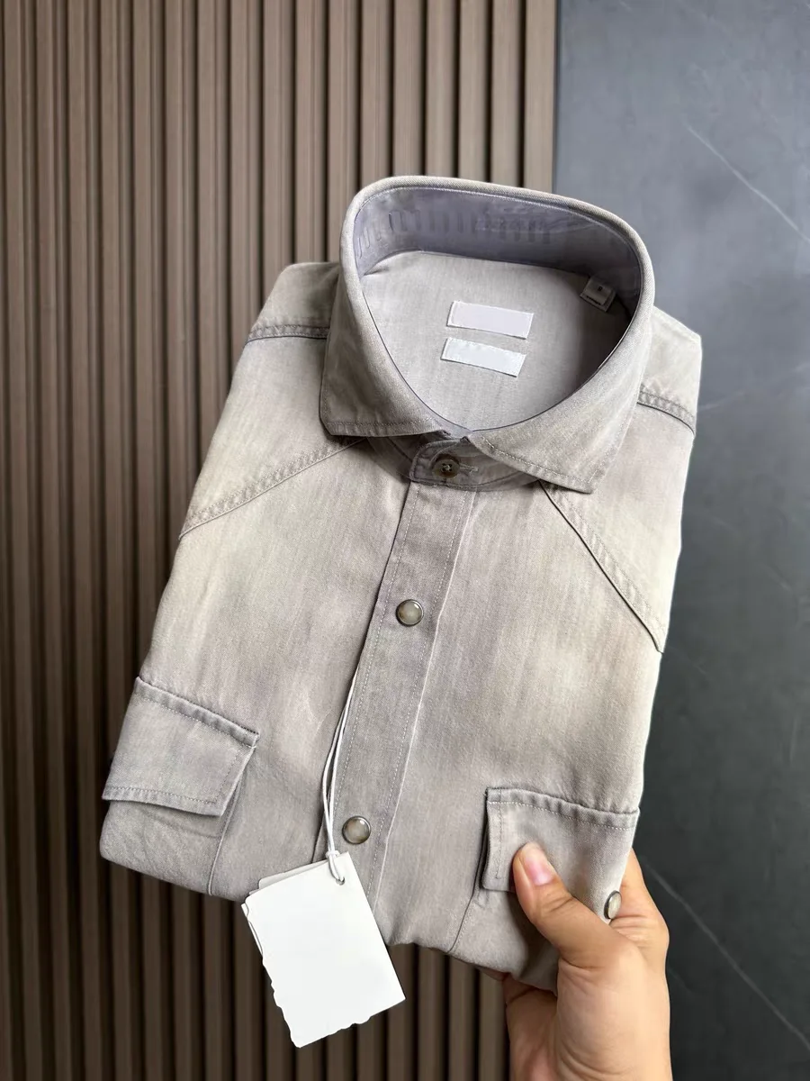 BC Italian lapel washed denim casual men's long-sleeved shirt
BC Italian lapel washed denim casual men's long-sleeved shirt