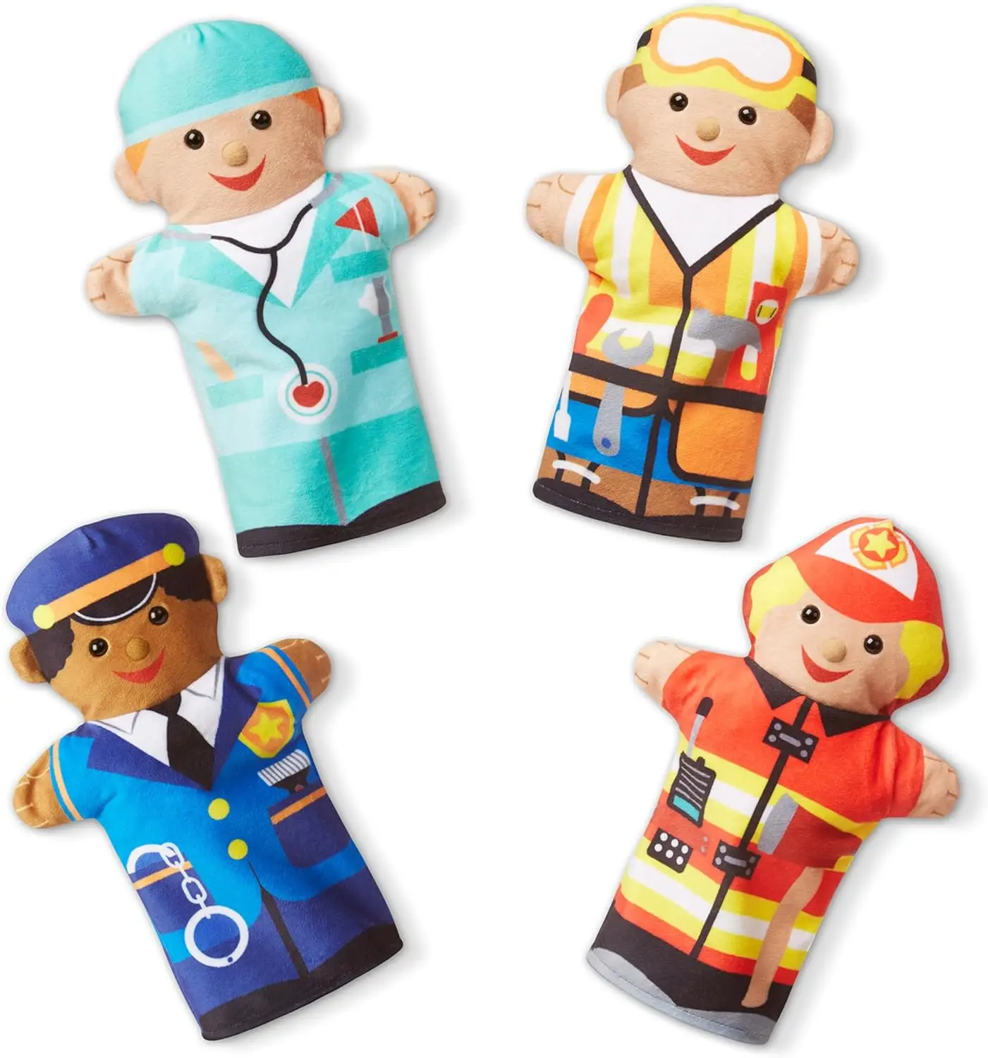 Set of 4 Hand Puppets: Construction Worker, Doctor, Police Officer, Firefighter for Kids and Adults
Set of 4 Hand Puppets: Construction Worker, Doctor, Police Officer, Firefighter for Kids and Adults