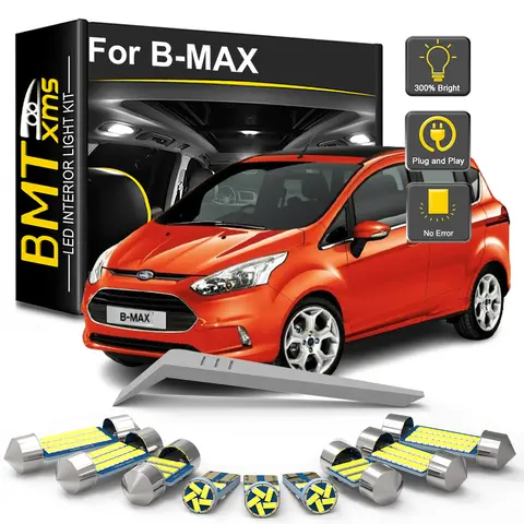 BMTxms 11Pcs LED Interior Light Bulb Kit For Ford B-MAX B MAX BMAX 2012 2013 2014 2015 2016 2017 2018 Car Map Trunk Lamp Canbus