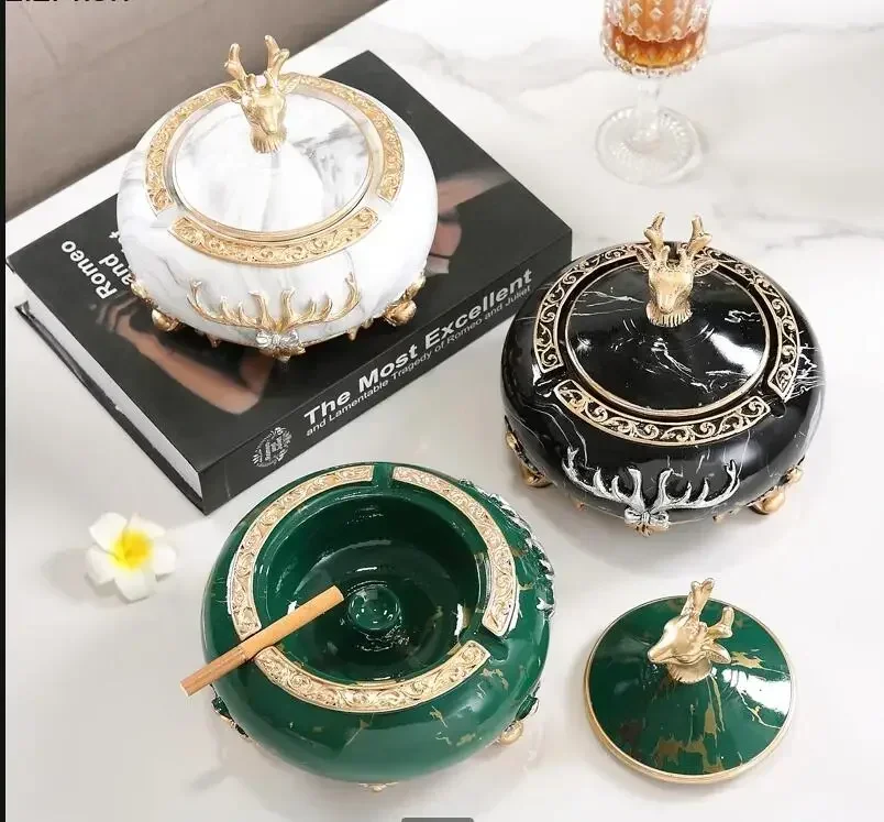 Deer Resin Ashtray with Cover Glass Liner Home Modern Decoration Accessories Portable Ash Storage Box Ornaments
Deer Resin Ashtray with Cover Glass Liner Home Modern Decoration Accessories Portable Ash Storage Box Ornaments