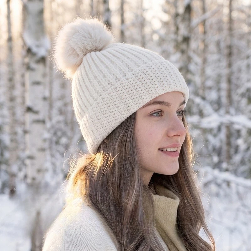 Women's Cable Knit Beanie with Faux Fur Pom Pom Winter Warm Ribbed Hat Cute Fluffy Knitted Cap for Cold Weather
Women's Cable Knit Beanie with Faux Fur Pom Pom Winter Warm Ribbed Hat Cute Fluffy Knitted Cap for Cold Weather