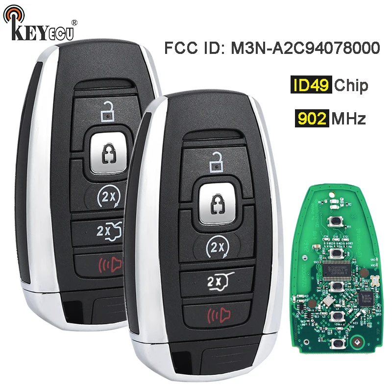 KEYECU 902MHz ID49 Chip M3N-A2C94078000 P/N: 164-R8226 Smart Remote Key Fob SUV for Lincoln Navigator MKC MKZ MKX 2017-2021
KEYECU 902MHz ID49 Chip M3N-A2C94078000 P/N: 164-R8226 Smart Remote Key Fob SUV for Lincoln Navigator MKC MKZ MKX 2017-2021