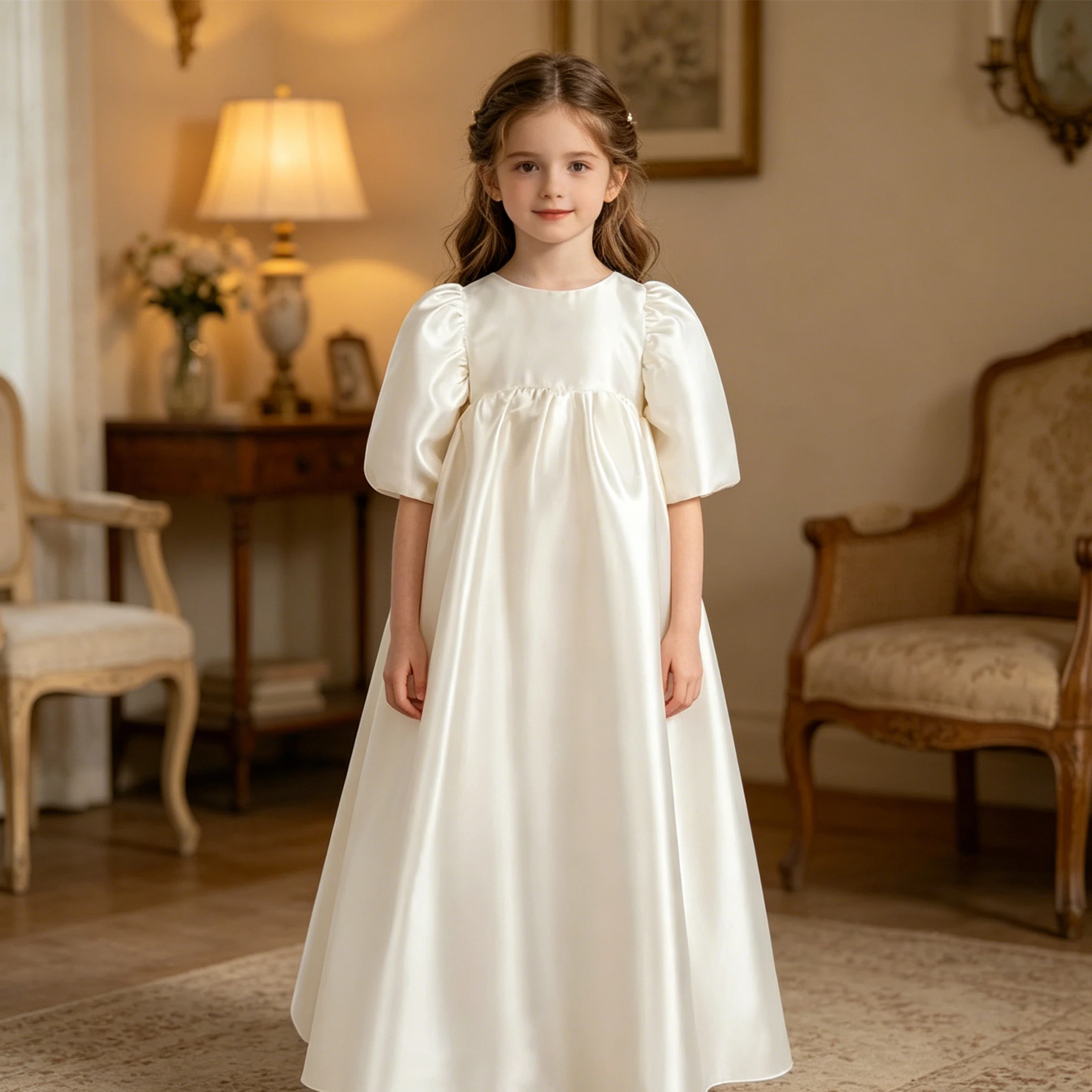 Customized Flower Girl Dress For Wedding Satin Bow High Waist Half Sleeve Floor Length Kids Birthday First Communion Gown
Customized Flower Girl Dress For Wedding Satin Bow High Waist Half Sleeve Floor Length Kids Birthday First Communion Gown
