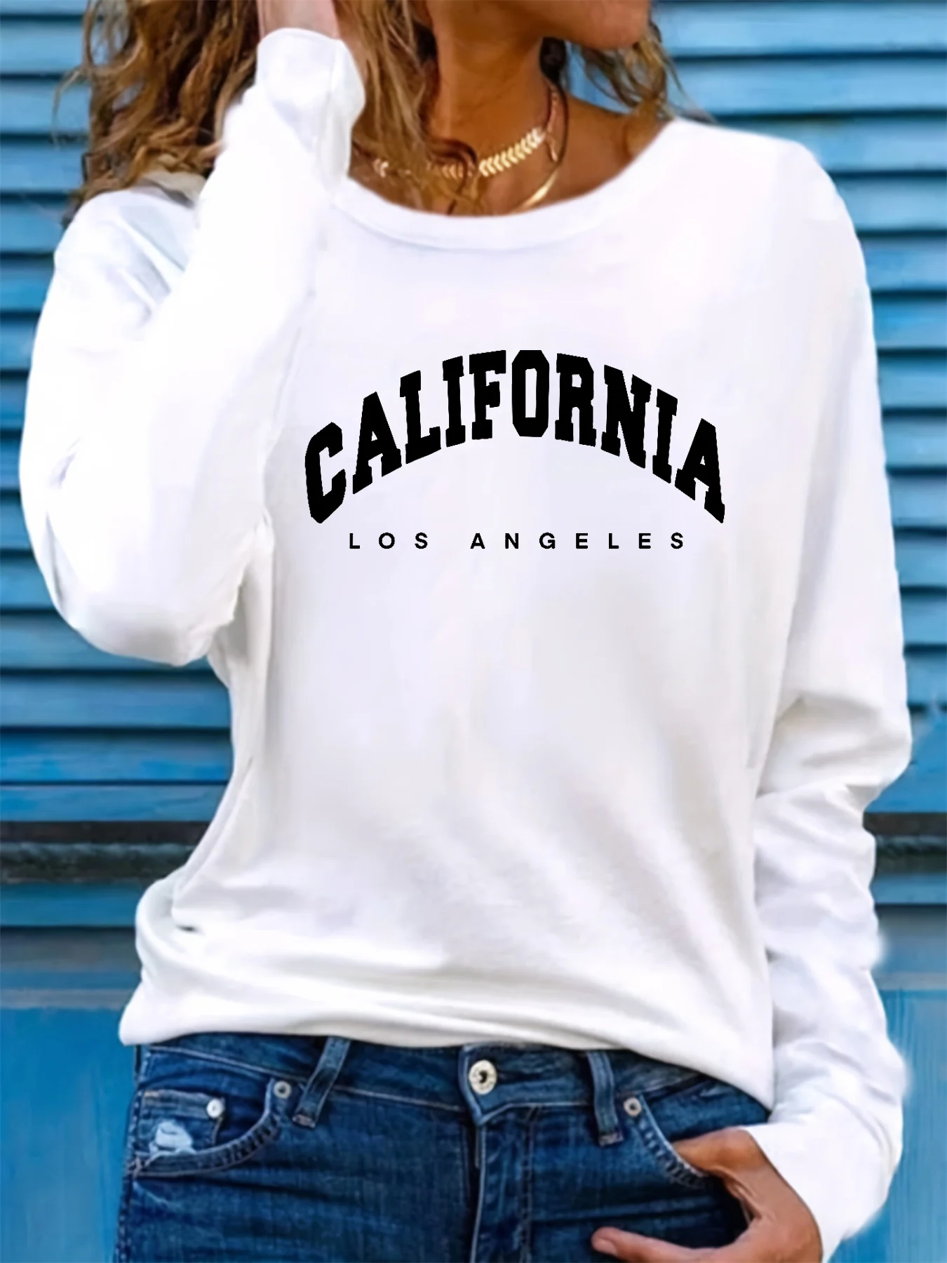Женская удобная повседневная футболка с круглым вырезом из 100% чистого хлопка на весну и осень с длинными рукавами в Калифорнии Лос-Анджелеса
Женская удобная повседневная футболка с круглым вырезом из 100% чистого хлопка на весну и осень с длинными рукавами в Калифорнии Лос-Анджелеса